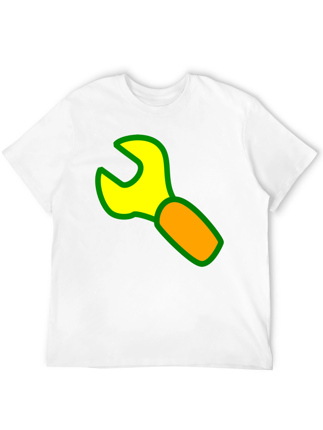 Wrench Graphic Black T-Shirt - Cartoon Tool Design