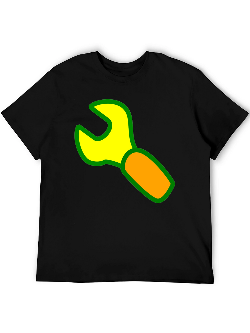 Wrench Graphic Black T-Shirt - Cartoon Tool Design