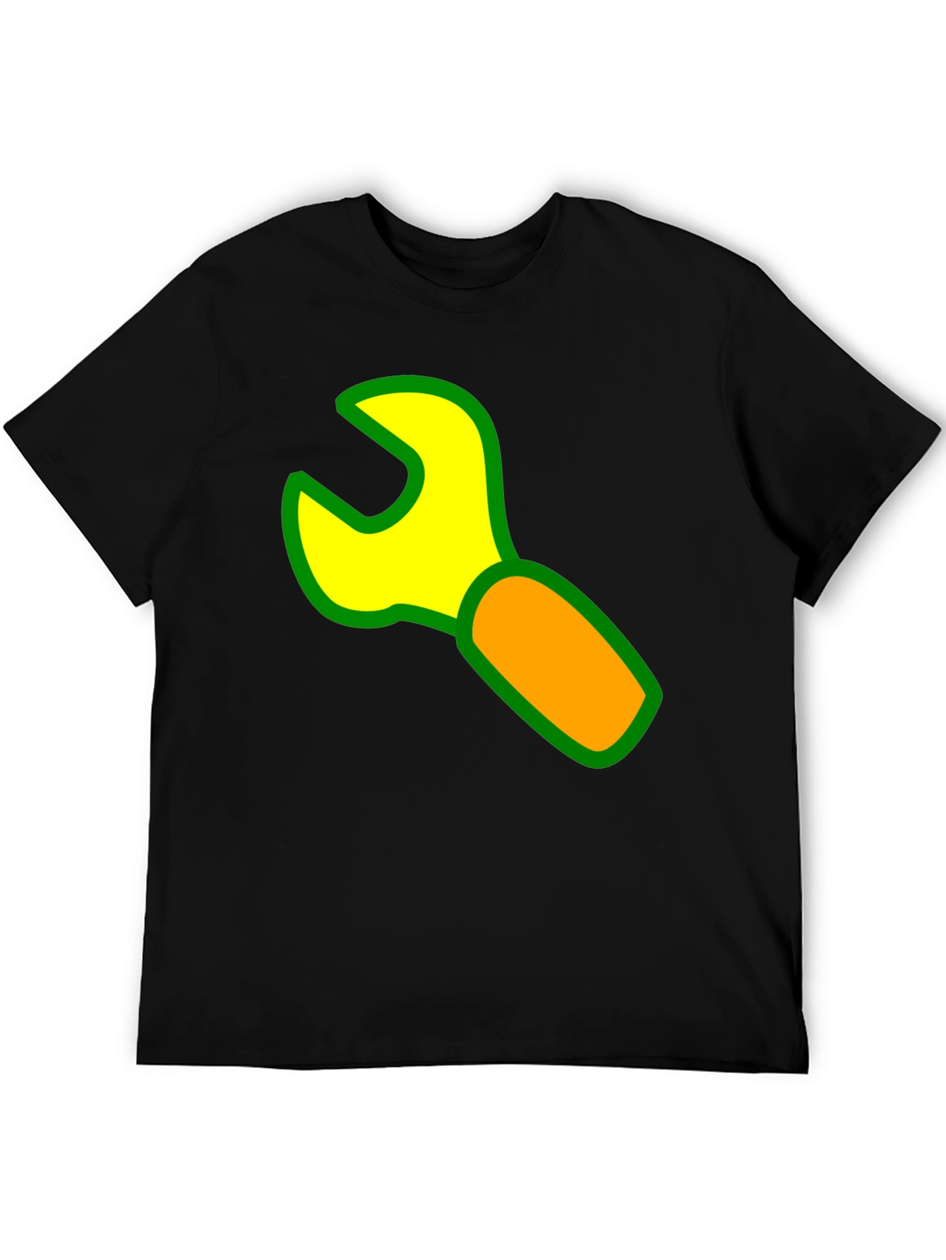 Wrench Graphic Black T-Shirt - Cartoon Tool Design