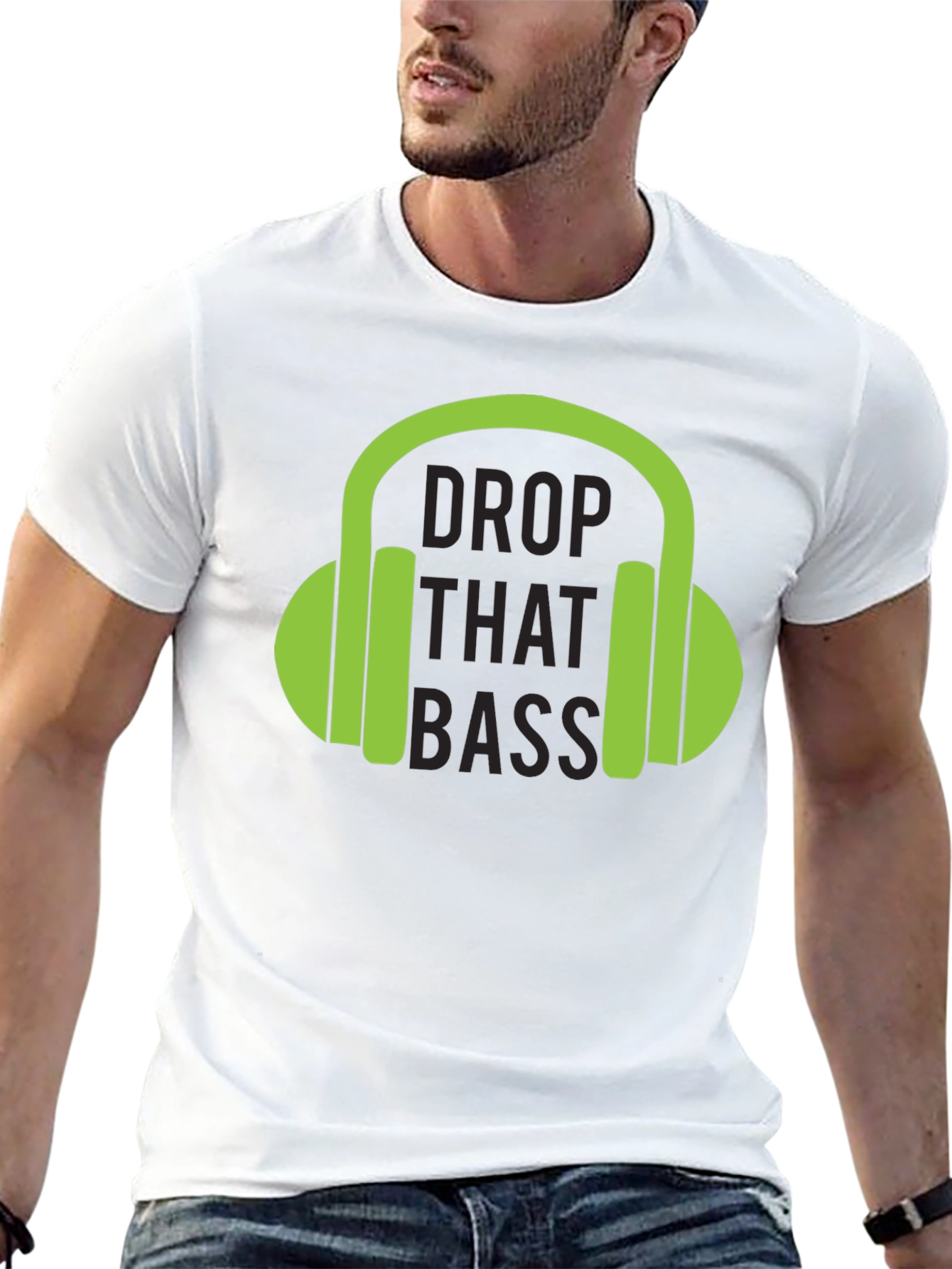 Drop That Bass T-Shirt - Green Headphones Graphic Tee