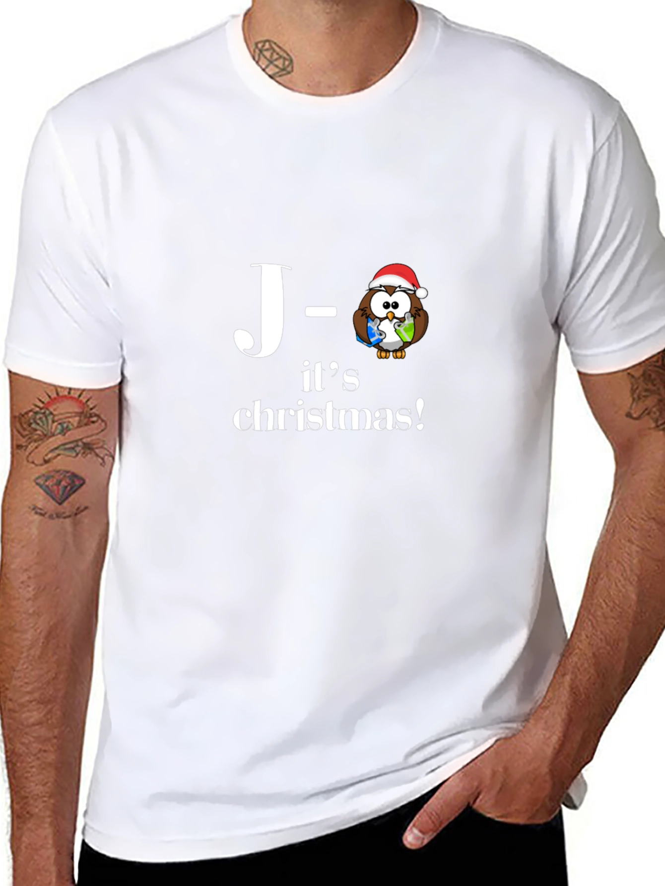 Christmas Owl Tee - J-its Christmas Black T-Shirt