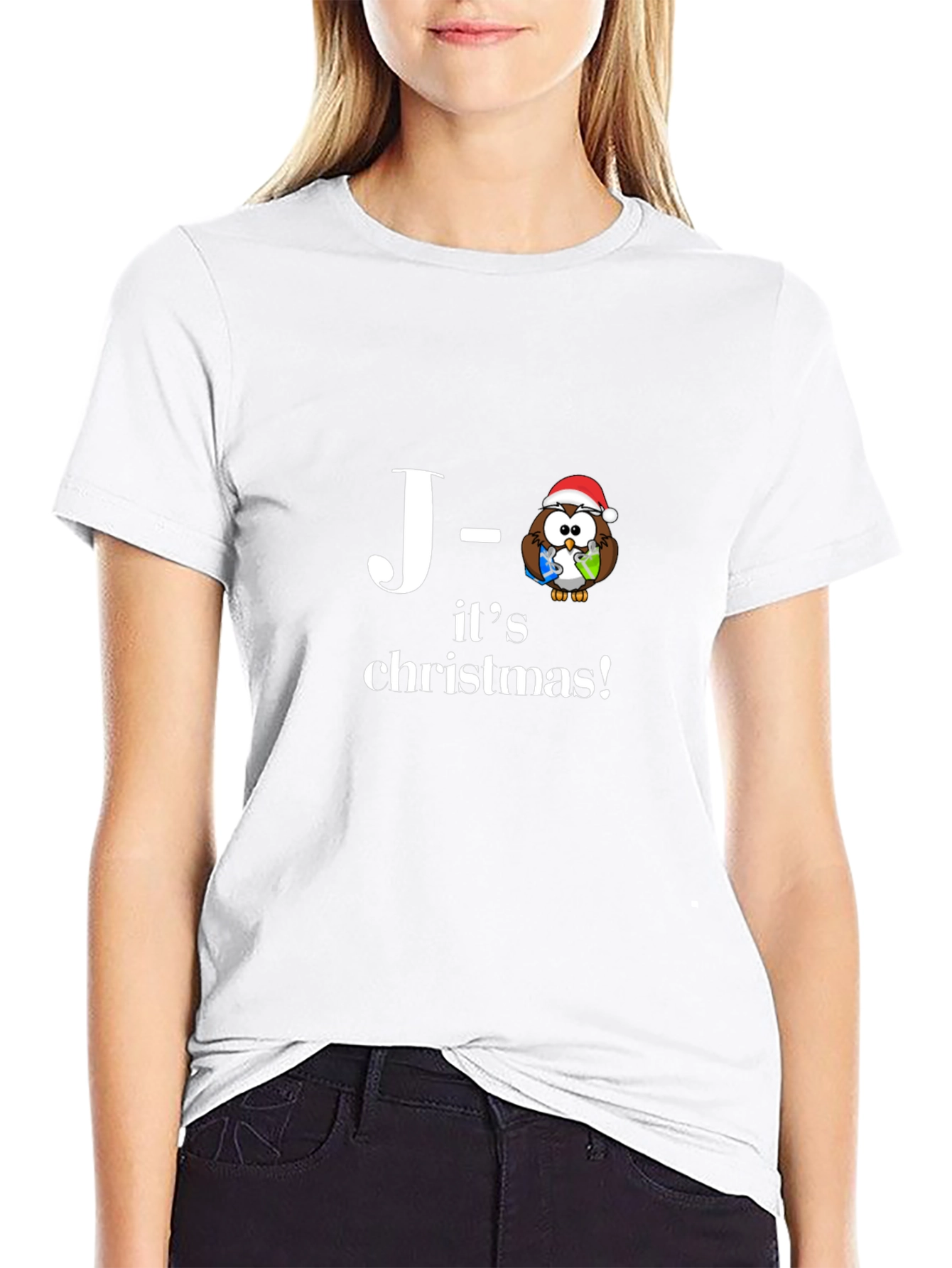 Christmas Owl Tee - J-its Christmas Black T-Shirt