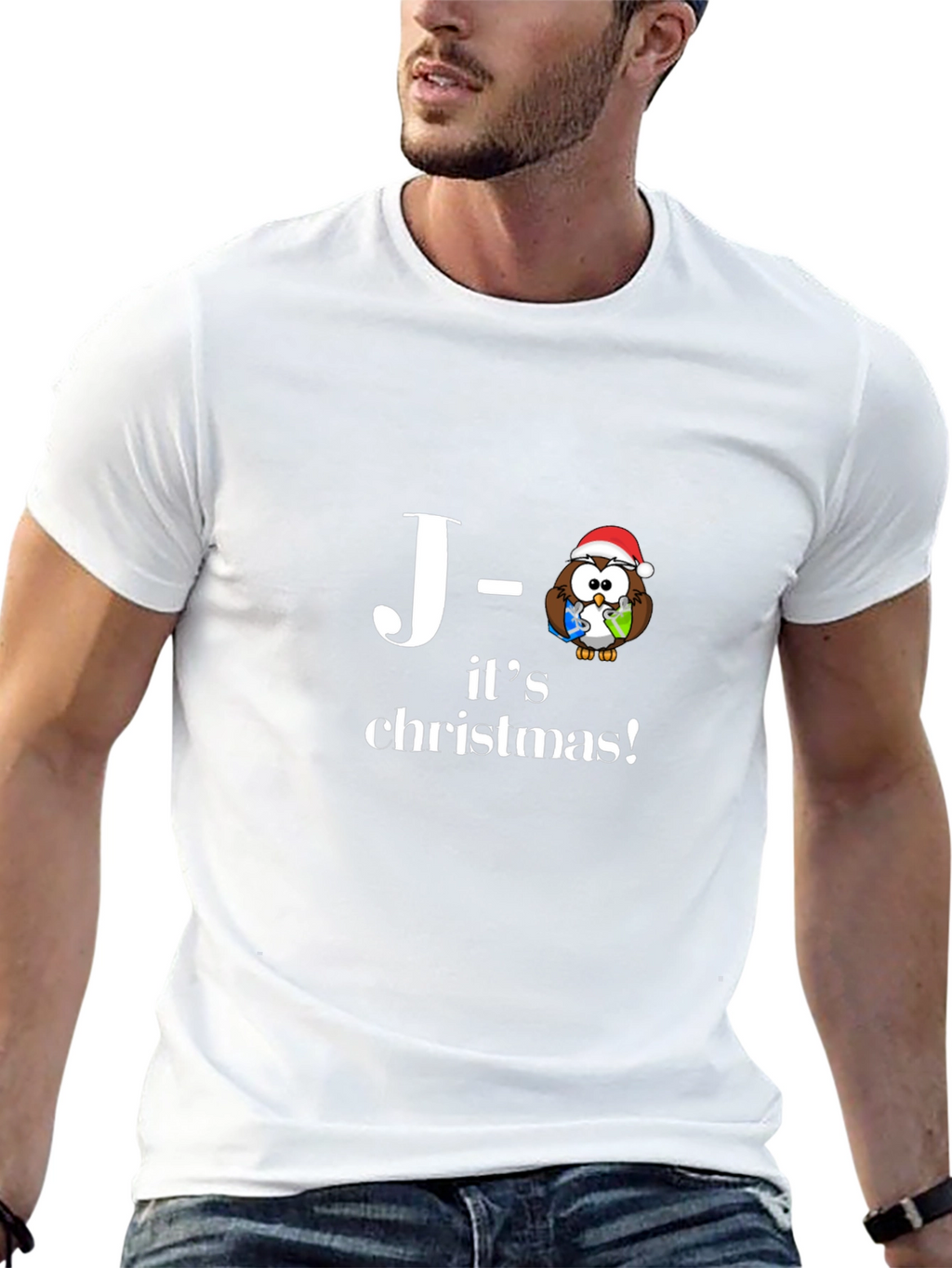 Christmas Owl Tee - J-its Christmas Black T-Shirt