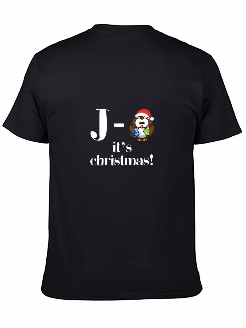Christmas Owl Tee - J-its Christmas Black T-Shirt