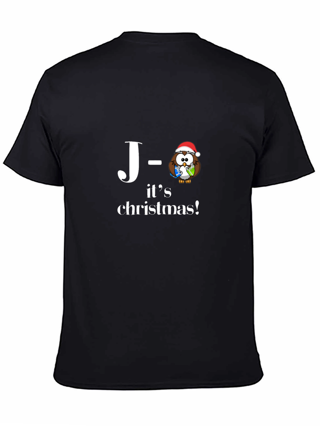 Christmas Owl Tee - J-its Christmas Black T-Shirt
