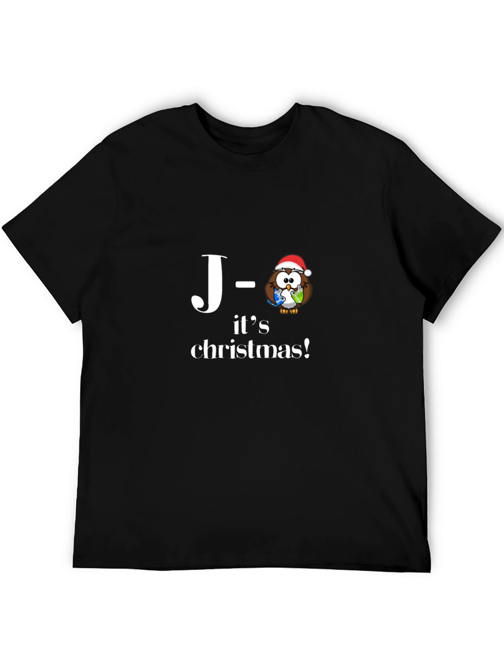 Christmas Owl Tee - J-its Christmas Black T-Shirt