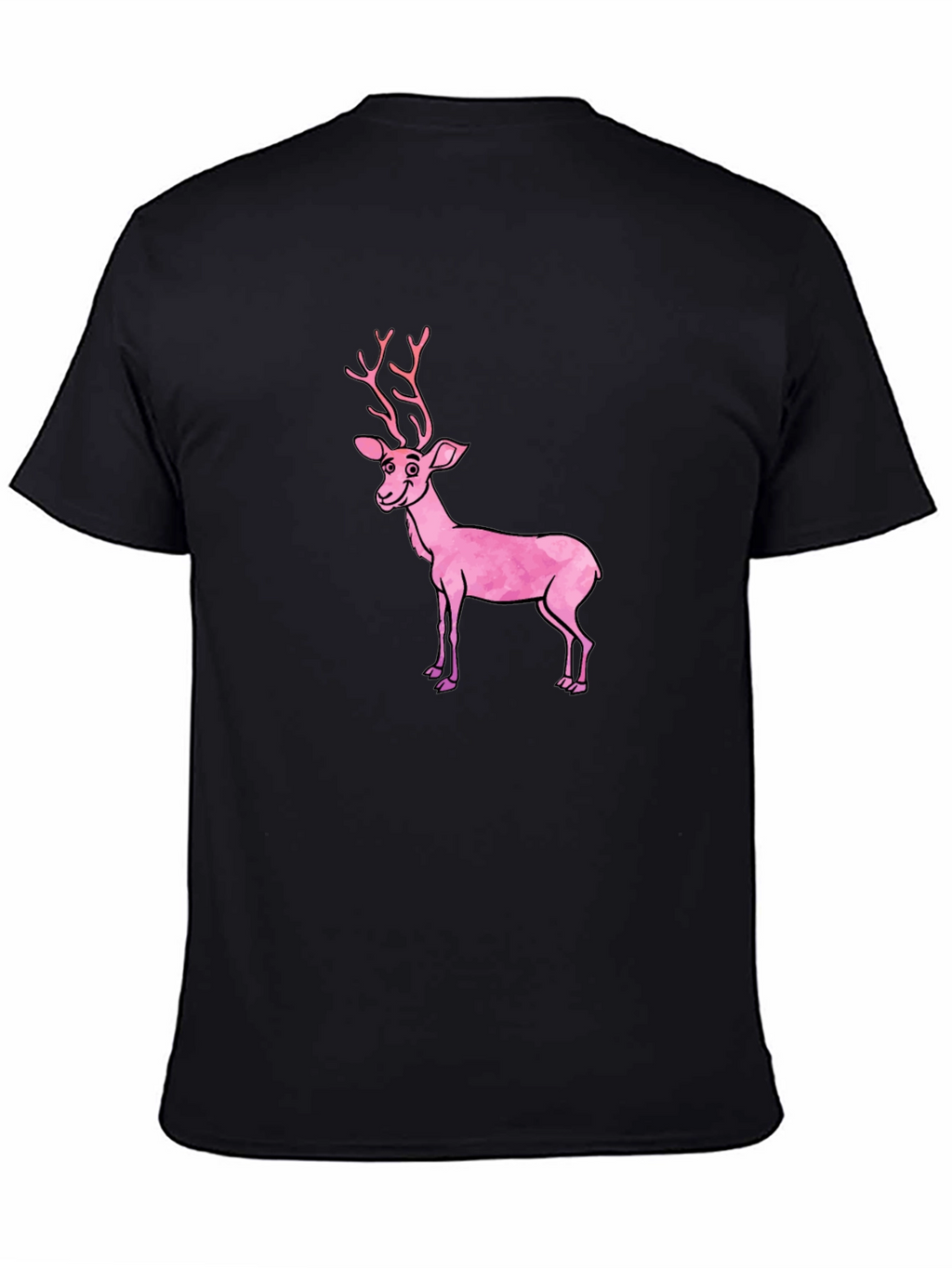 Black T-Shirt with Pink Deer Graphic