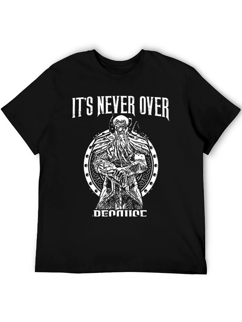 Its Never Over Viking Graphic Black Tee