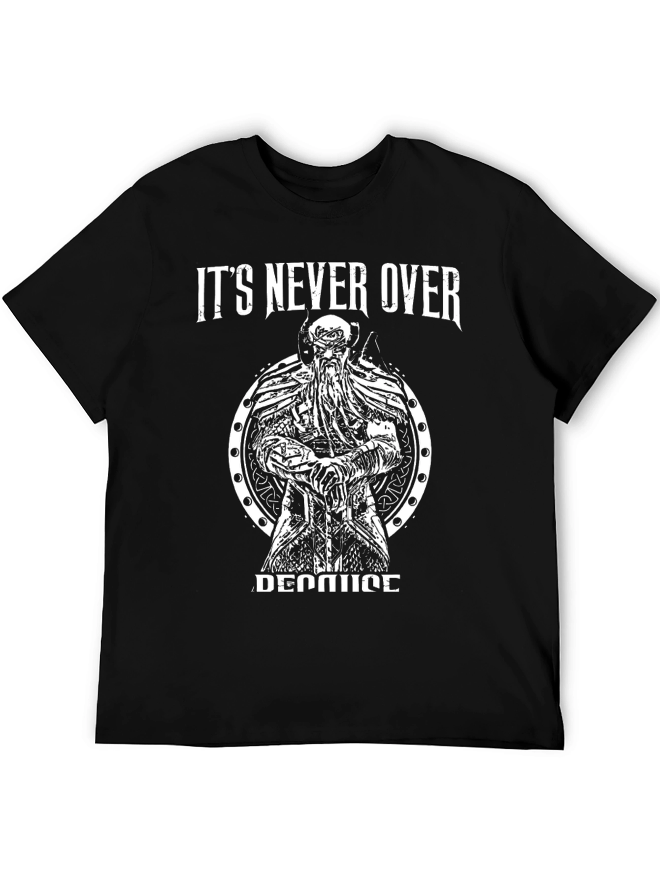 Its Never Over Viking Graphic Black Tee