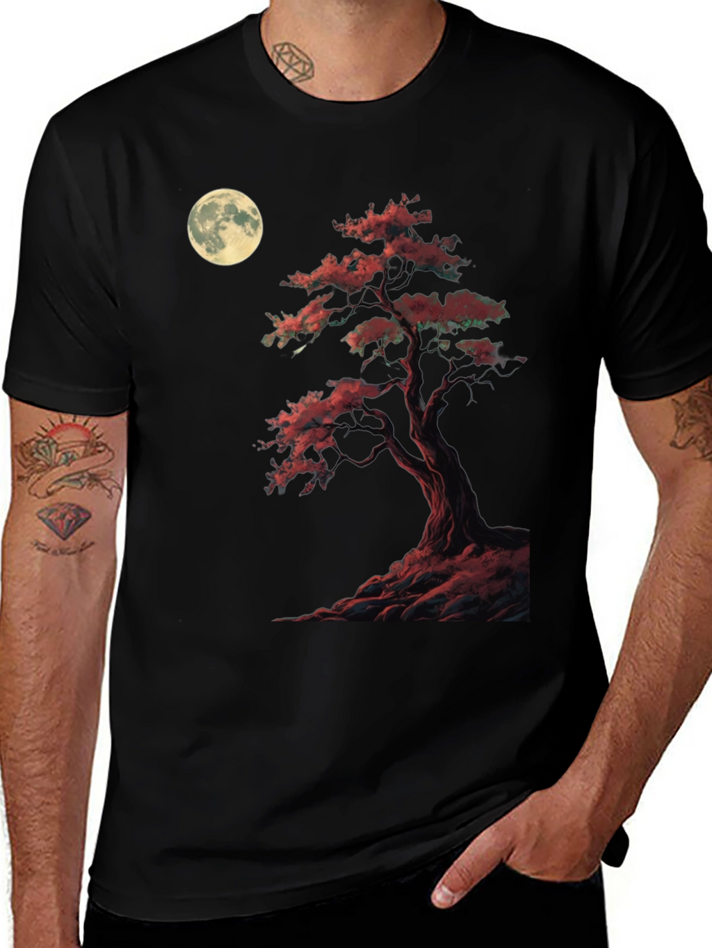 Moonlit Bonsai T-Shirt - Unique Graphic Tee