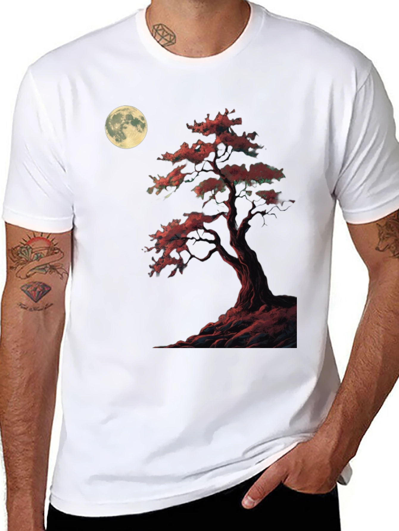 Moonlit Bonsai T-Shirt - Unique Graphic Tee