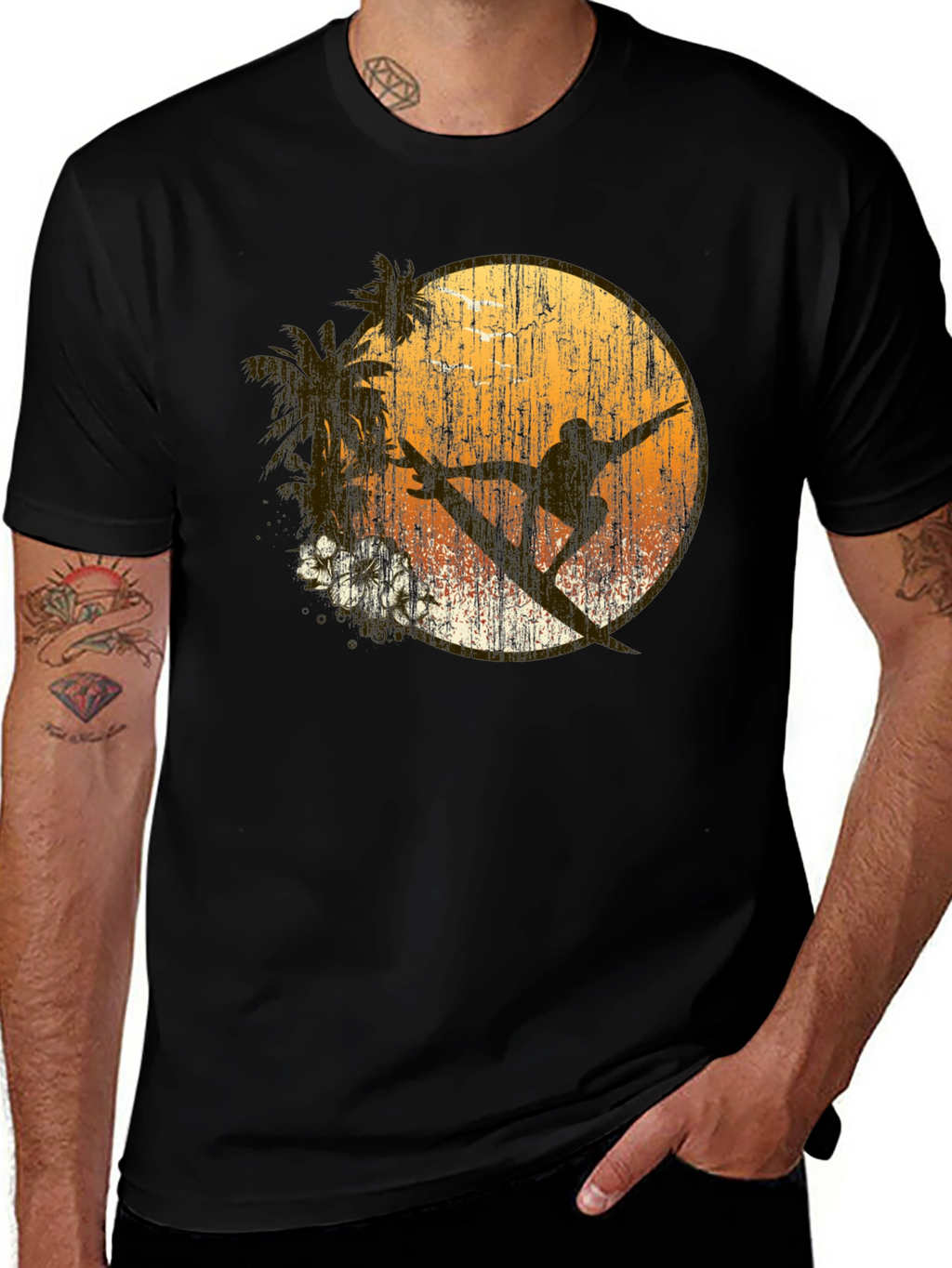 Surfer Silhouette Graphic Tee - Coastal Vibes T-Shirt
