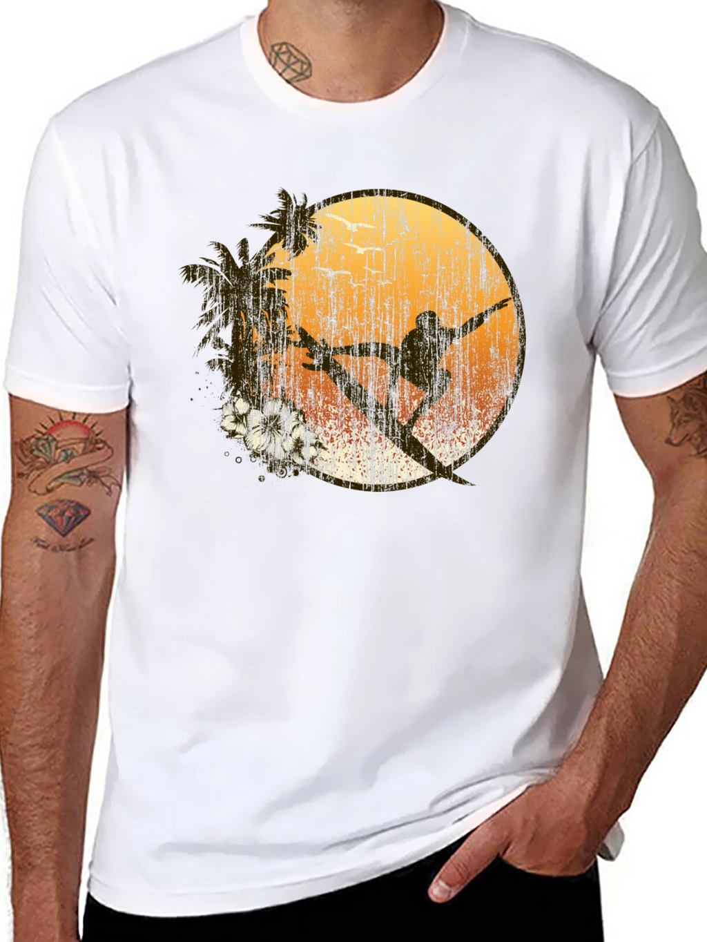 Surfer Silhouette Graphic Tee - Coastal Vibes T-Shirt