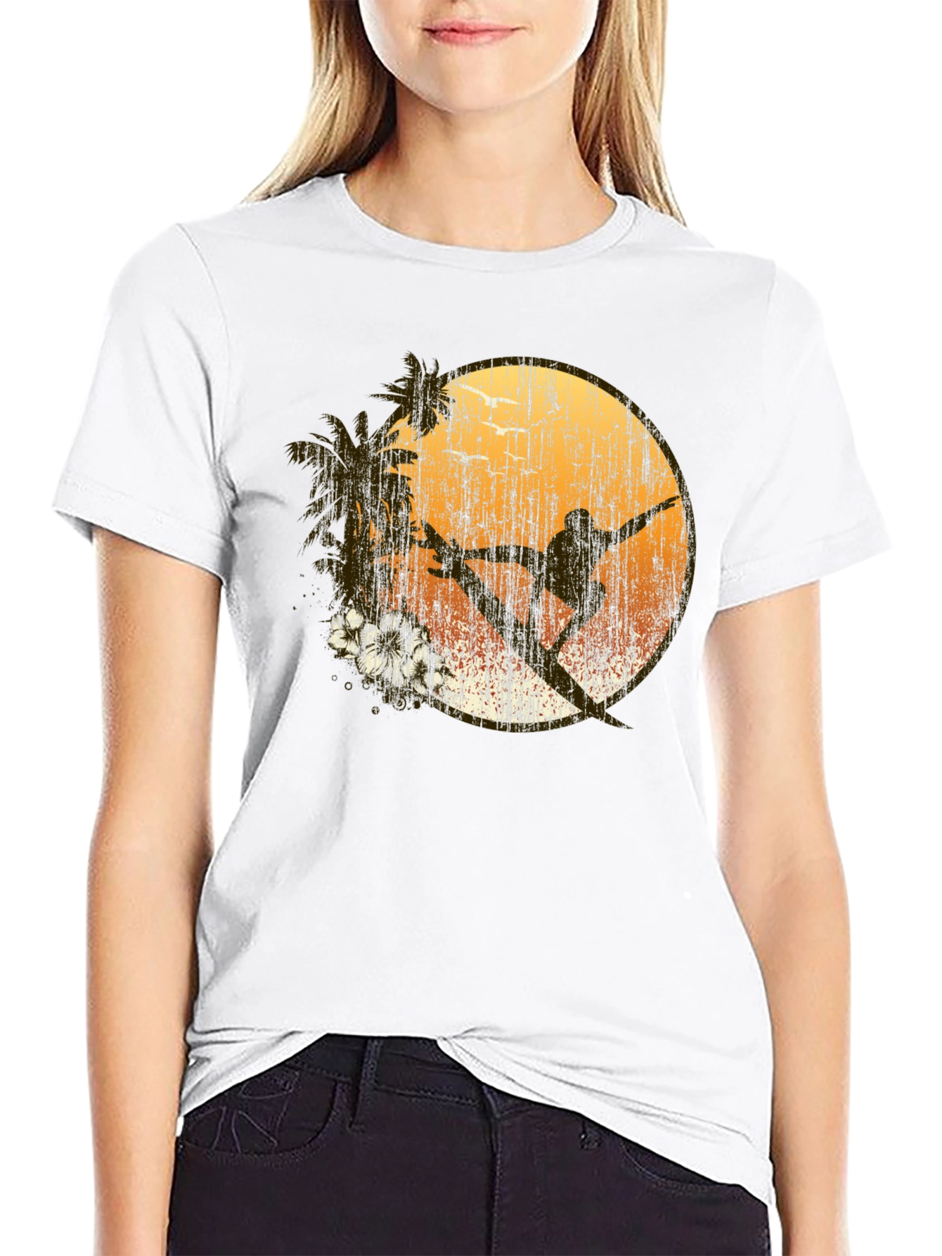 Surfer Silhouette Graphic Tee - Coastal Vibes T-Shirt