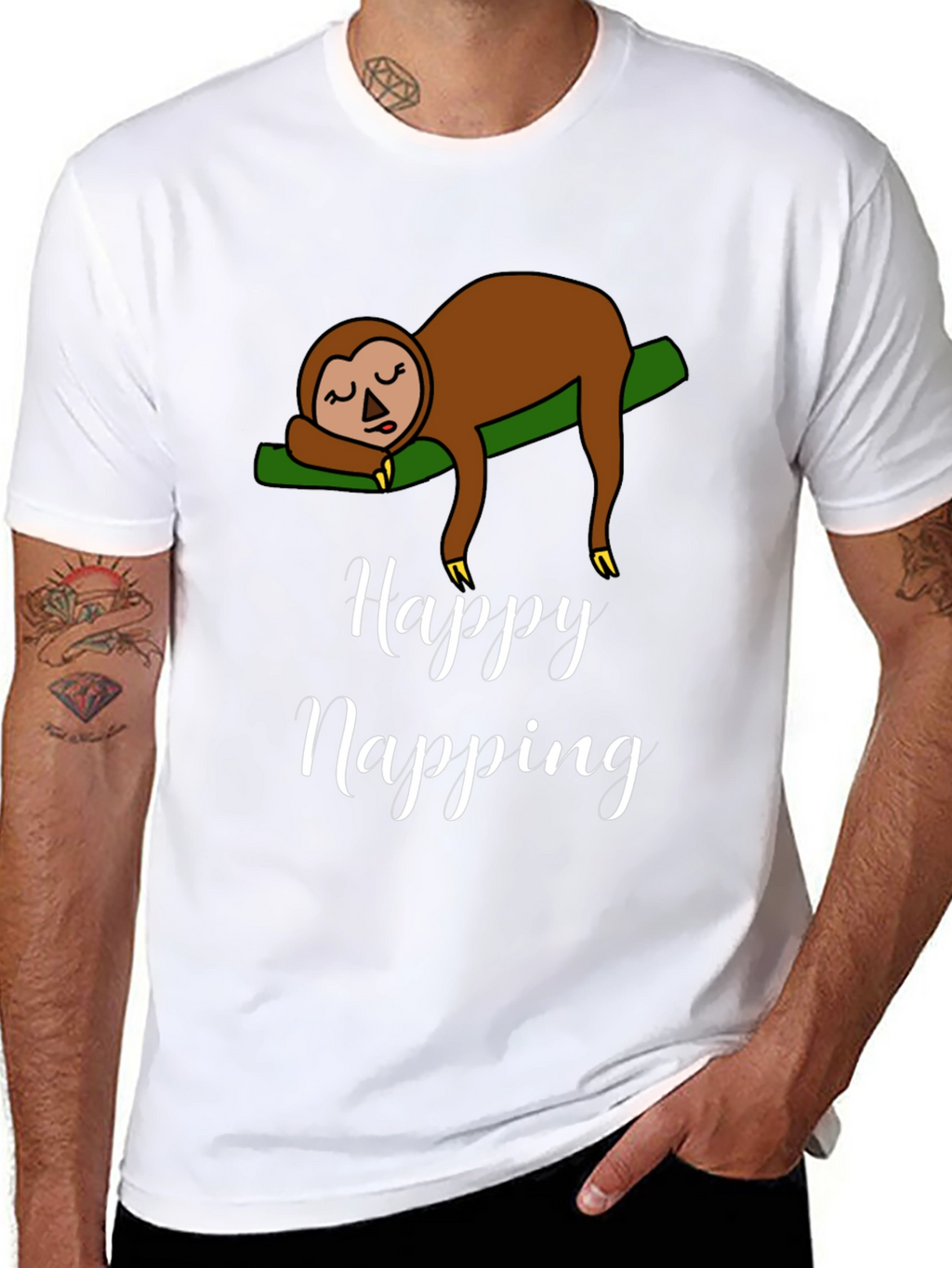 Happy Napping Sloth Graphic T-Shirt