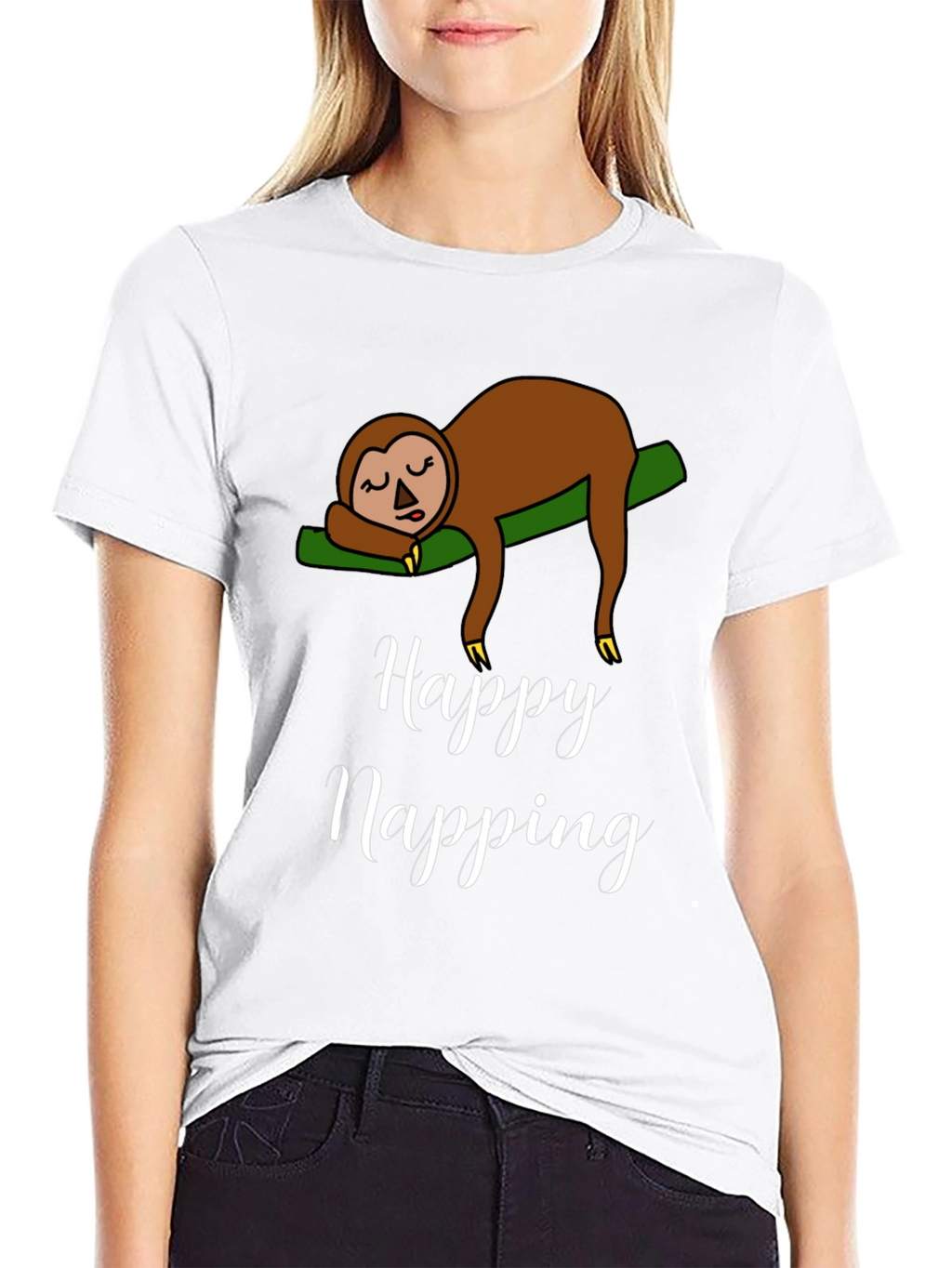 Happy Napping Sloth Graphic T-Shirt