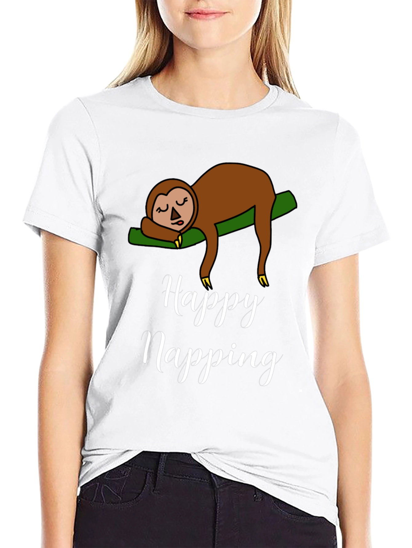 Happy Napping Sloth Graphic T-Shirt