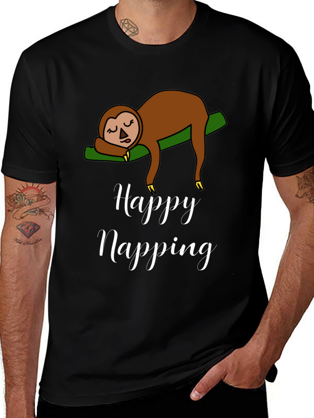 Happy Napping Sloth Graphic T-Shirt