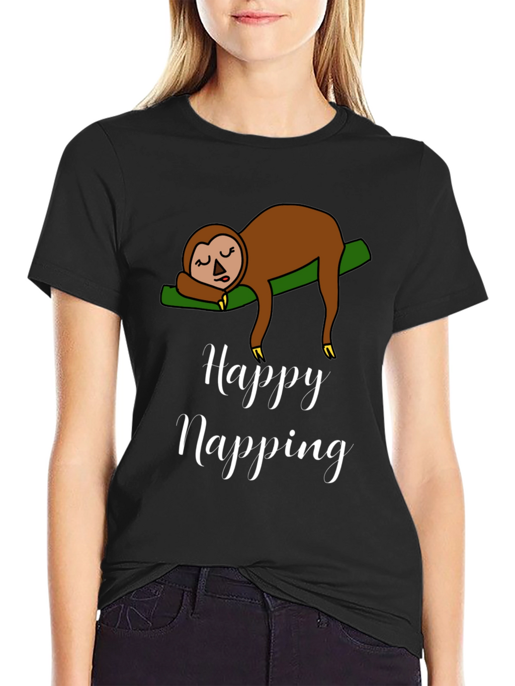Happy Napping Sloth Graphic T-Shirt