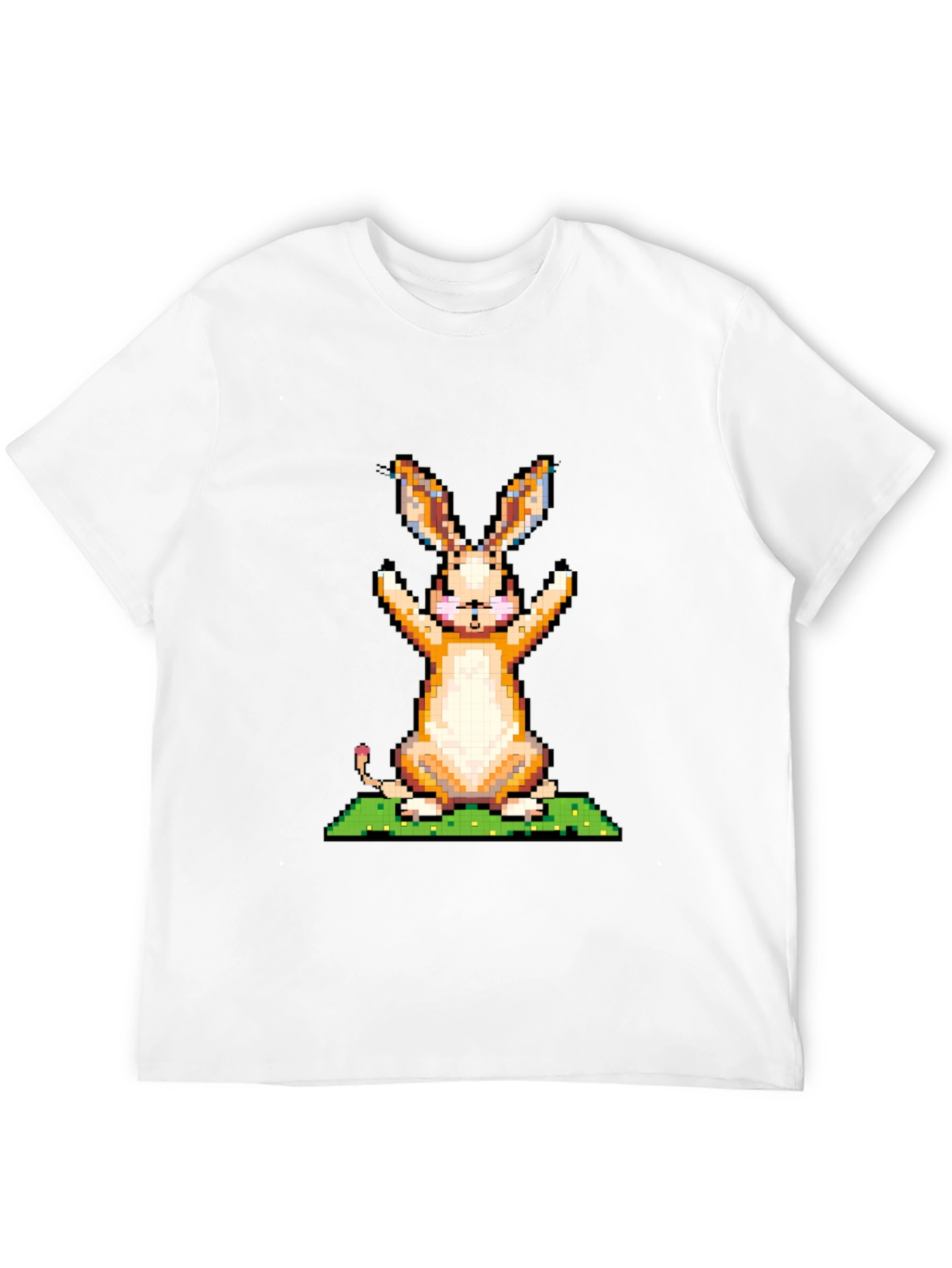 Pixel Art Bunny Graphic Tee - Black