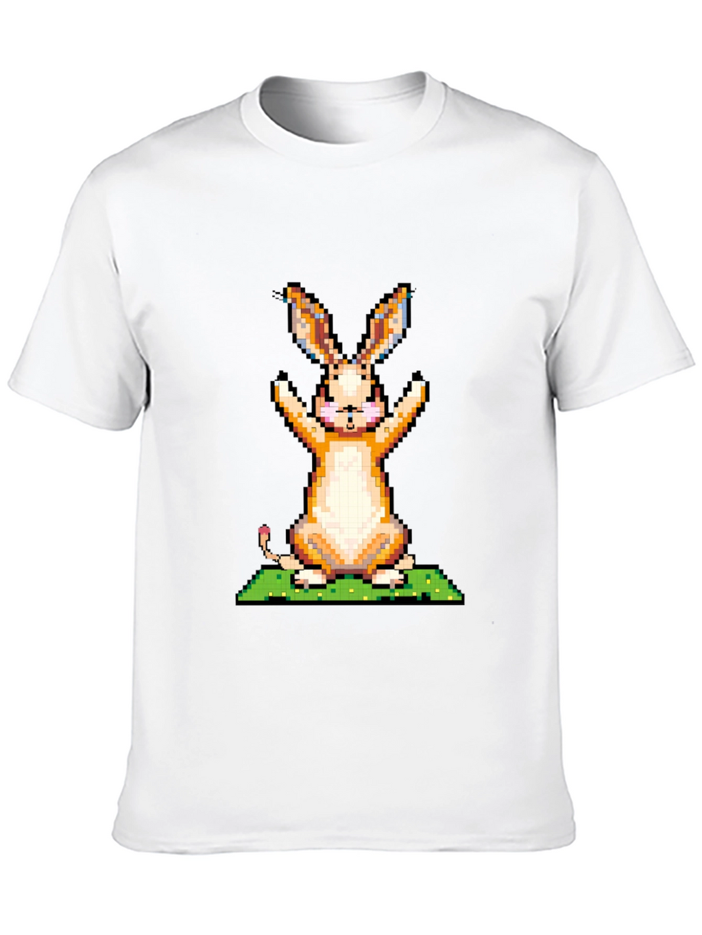 Pixel Art Bunny Graphic Tee - Black
