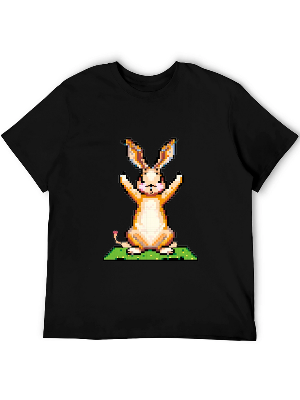 Pixel Art Bunny Graphic Tee - Black