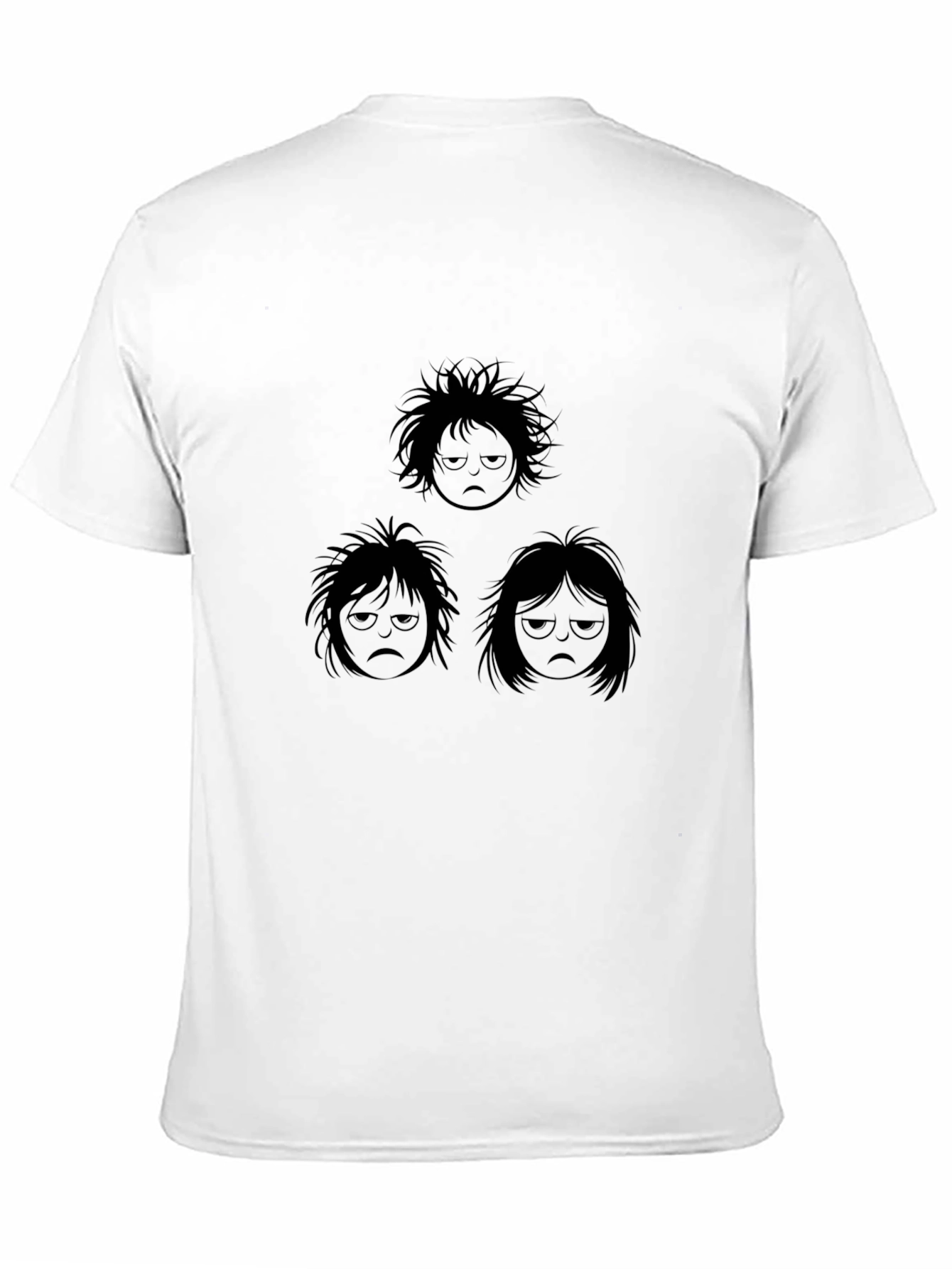 Moody Faces Graphic Tee - Black Cotton T-Shirt