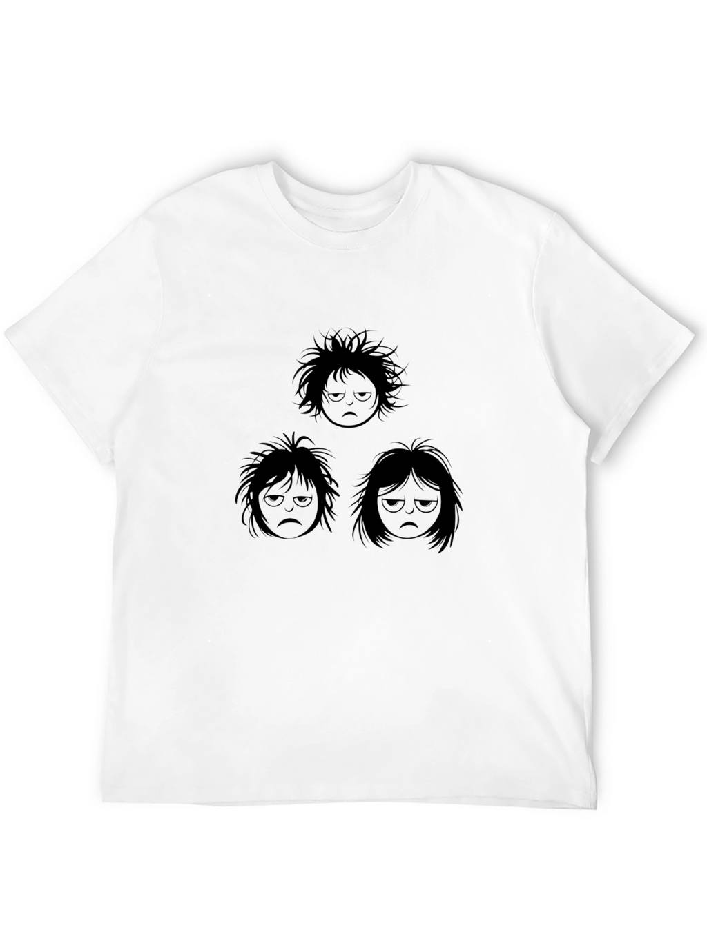 Moody Faces Graphic Tee - Black Cotton T-Shirt