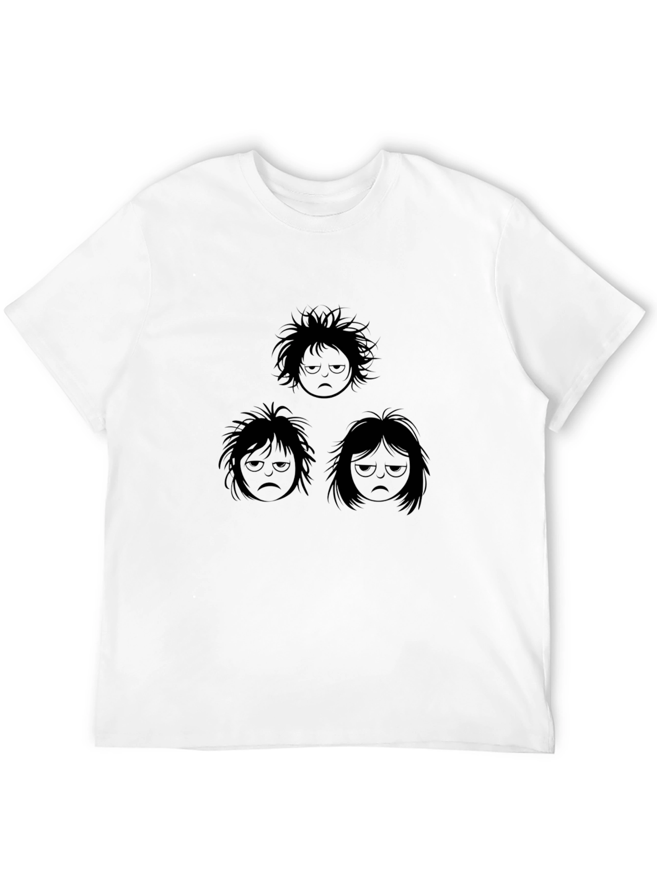 Moody Faces Graphic Tee - Black Cotton T-Shirt