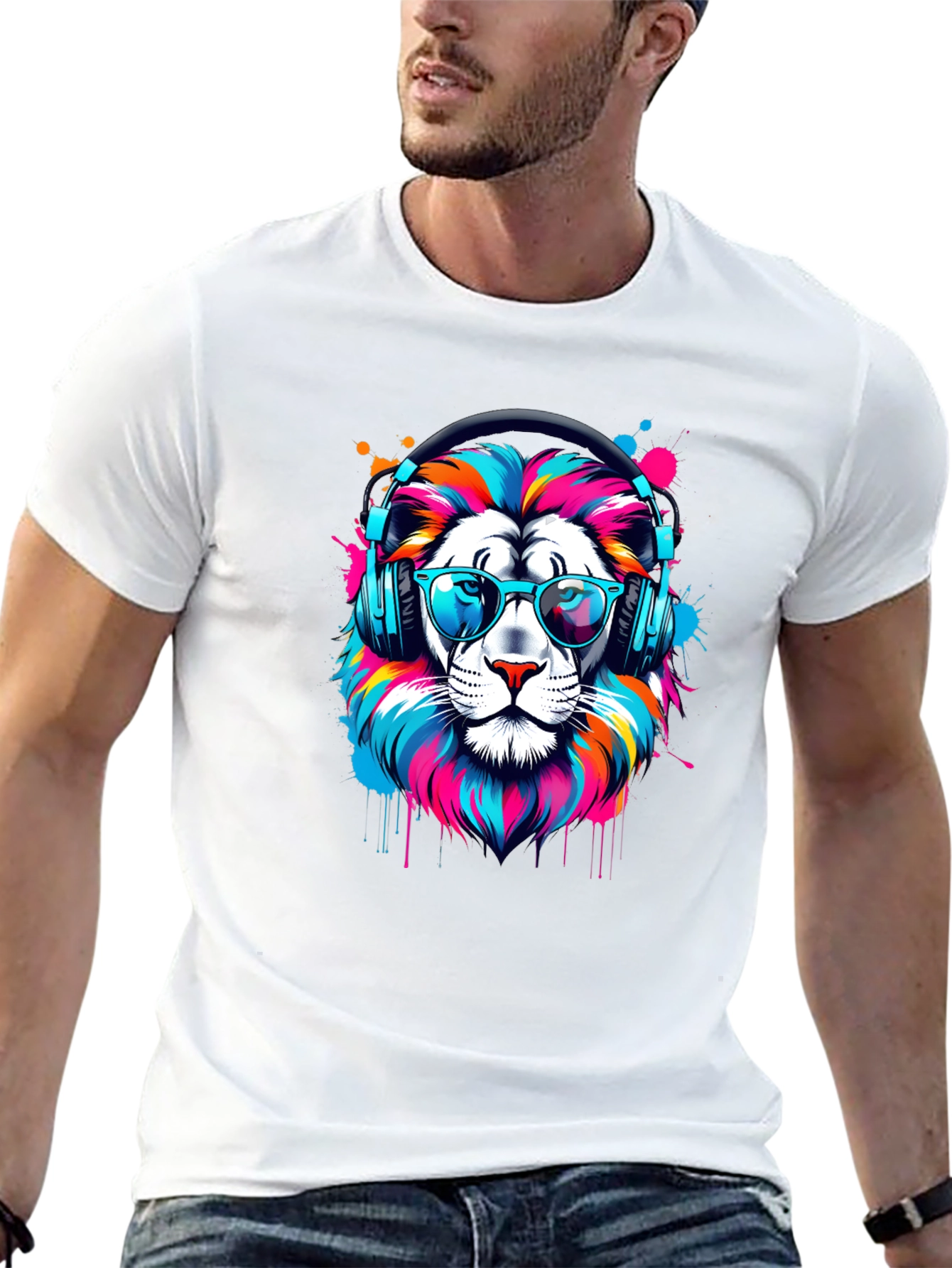 Cool Lion Graphic Tee - Black