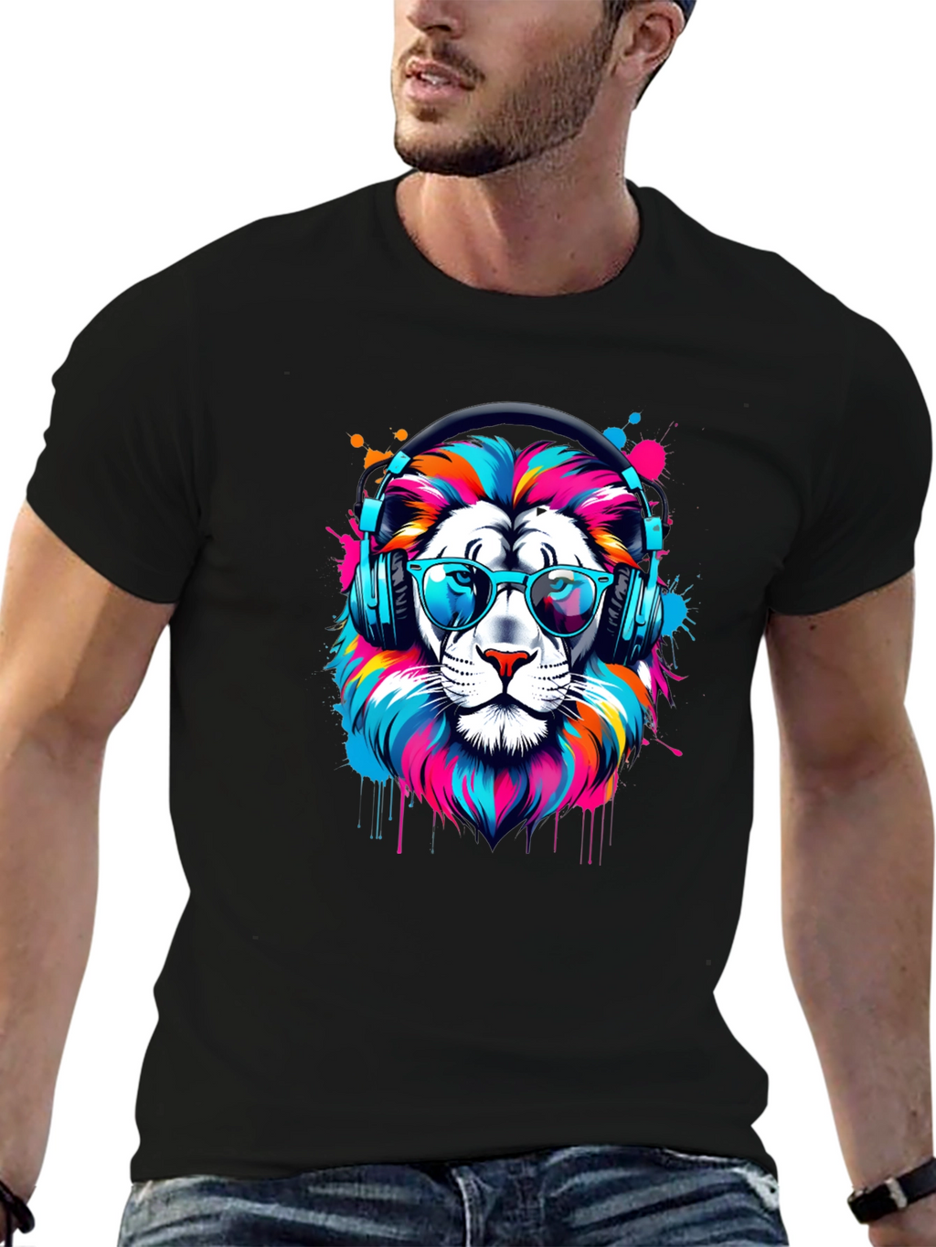 Cool Lion Graphic Tee - Black