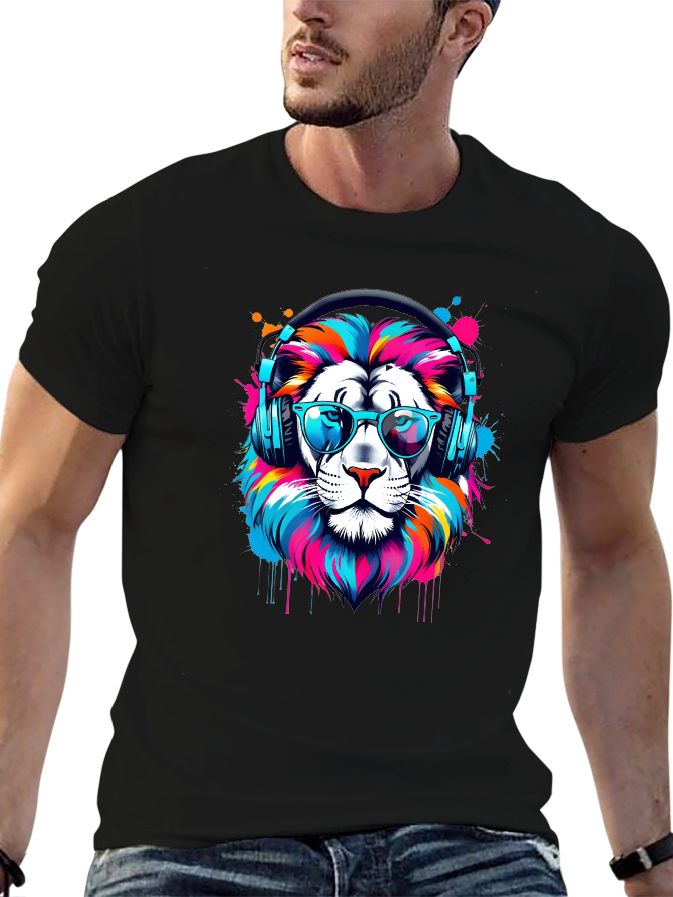 Cool Lion Graphic Tee - Black