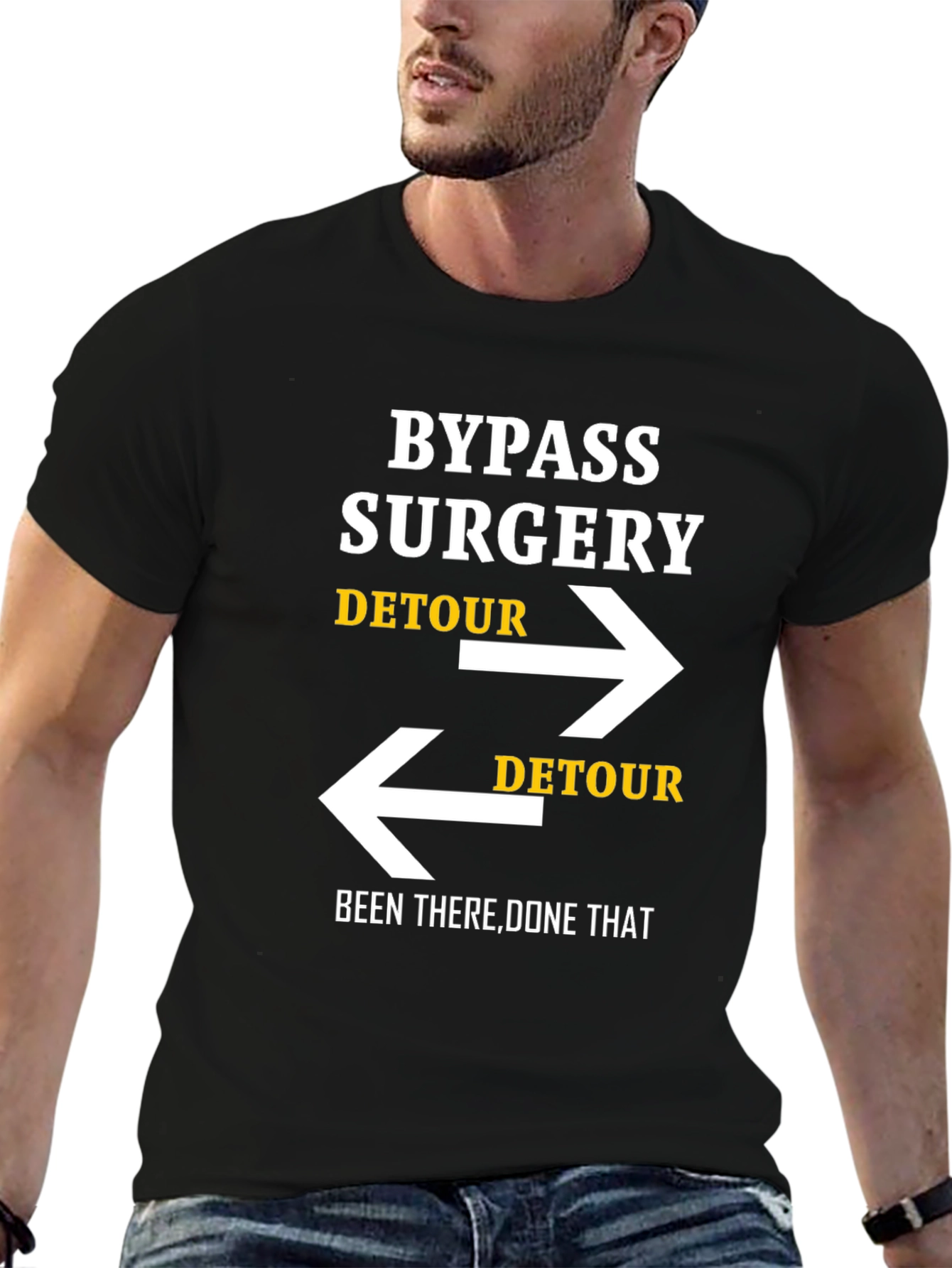 Bypass Surgery Detour Novelty Graphic Tee - Black