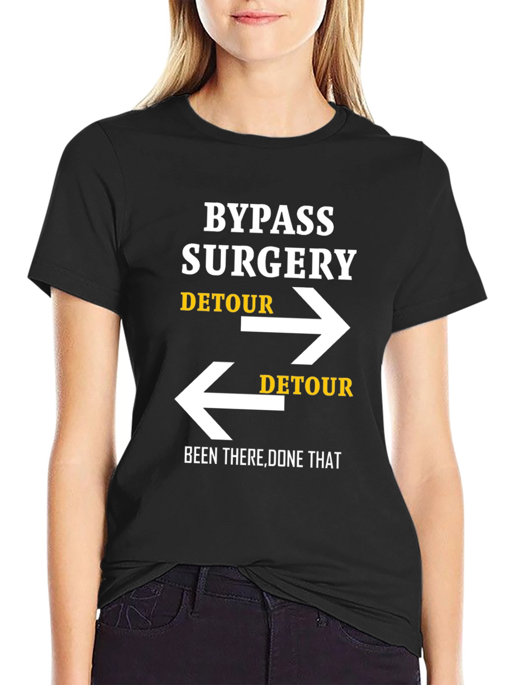Bypass Surgery Detour Novelty Graphic Tee - Black