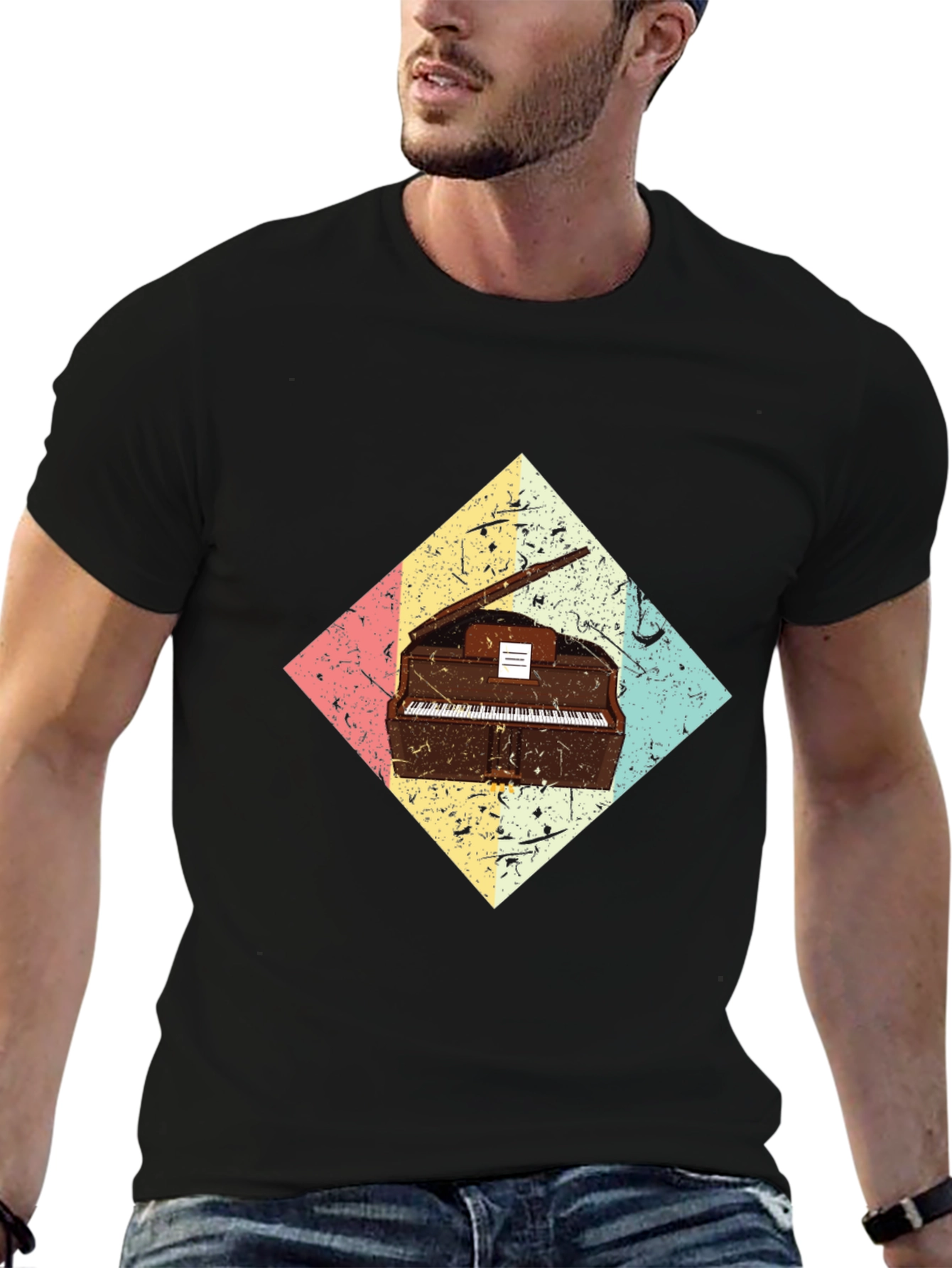 Vintage Piano Graphic Tee - Retro Style