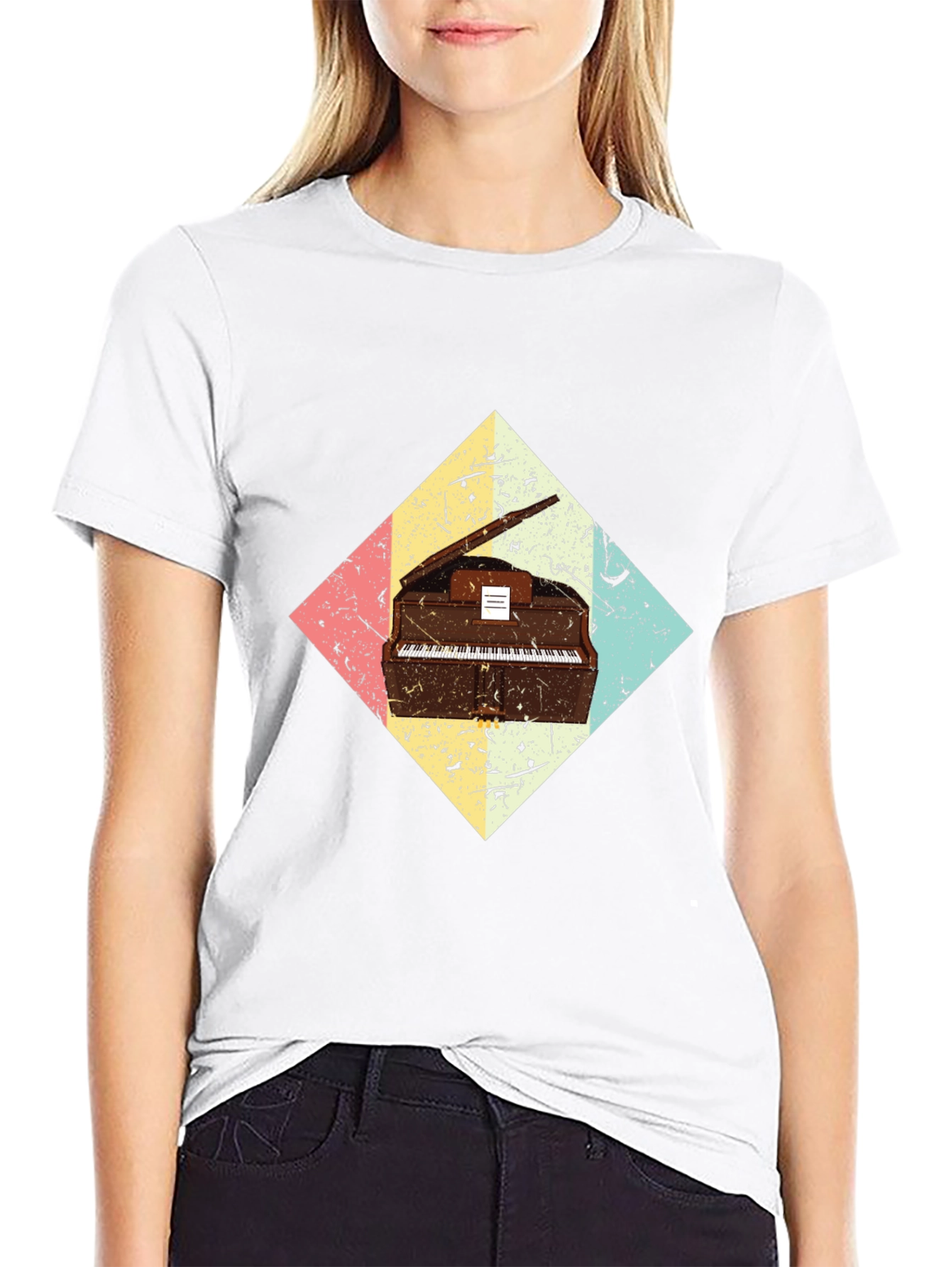 Vintage Piano Graphic Tee - Retro Style