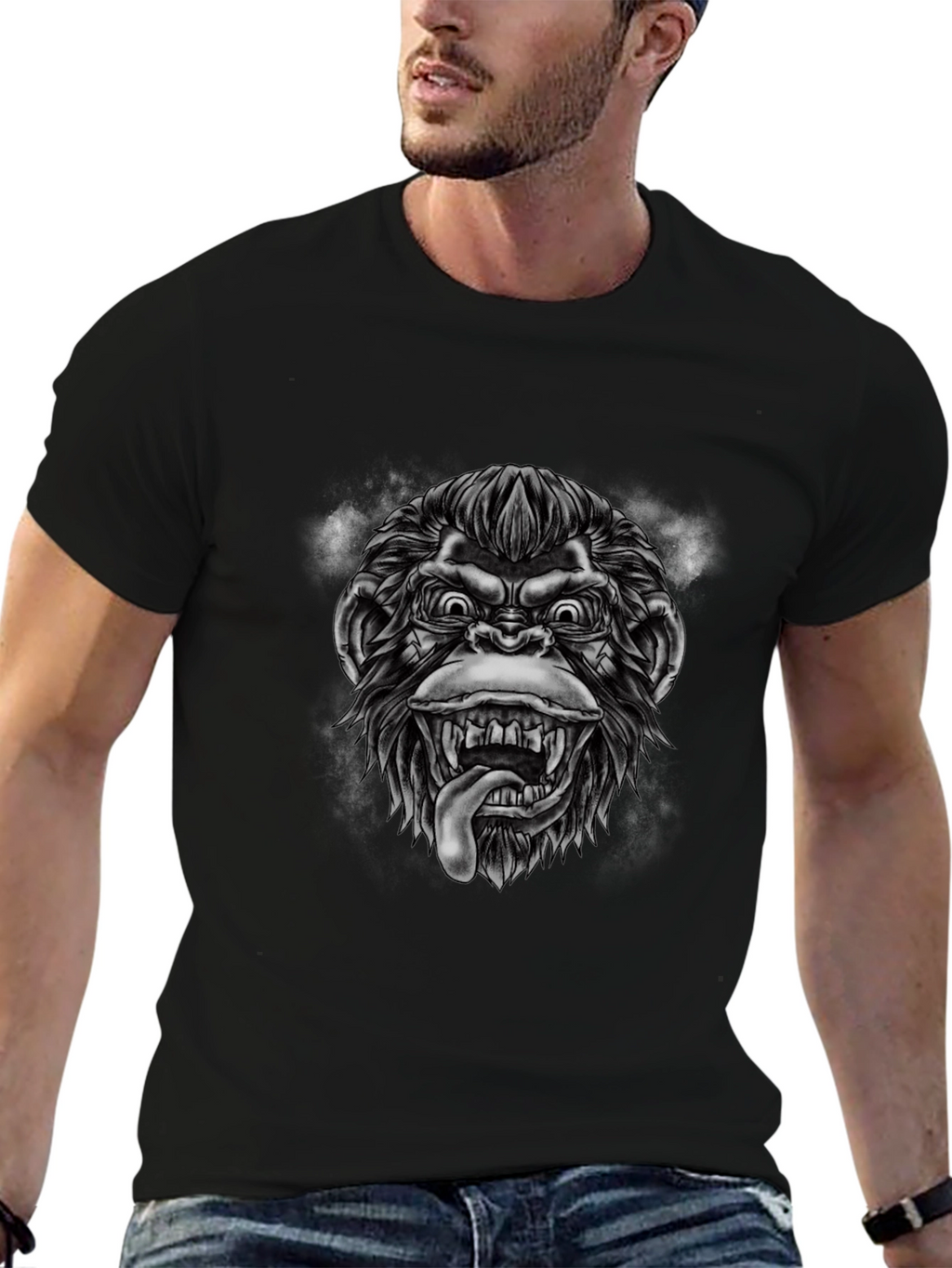 Graphic Monkey T-Shirt - Black
