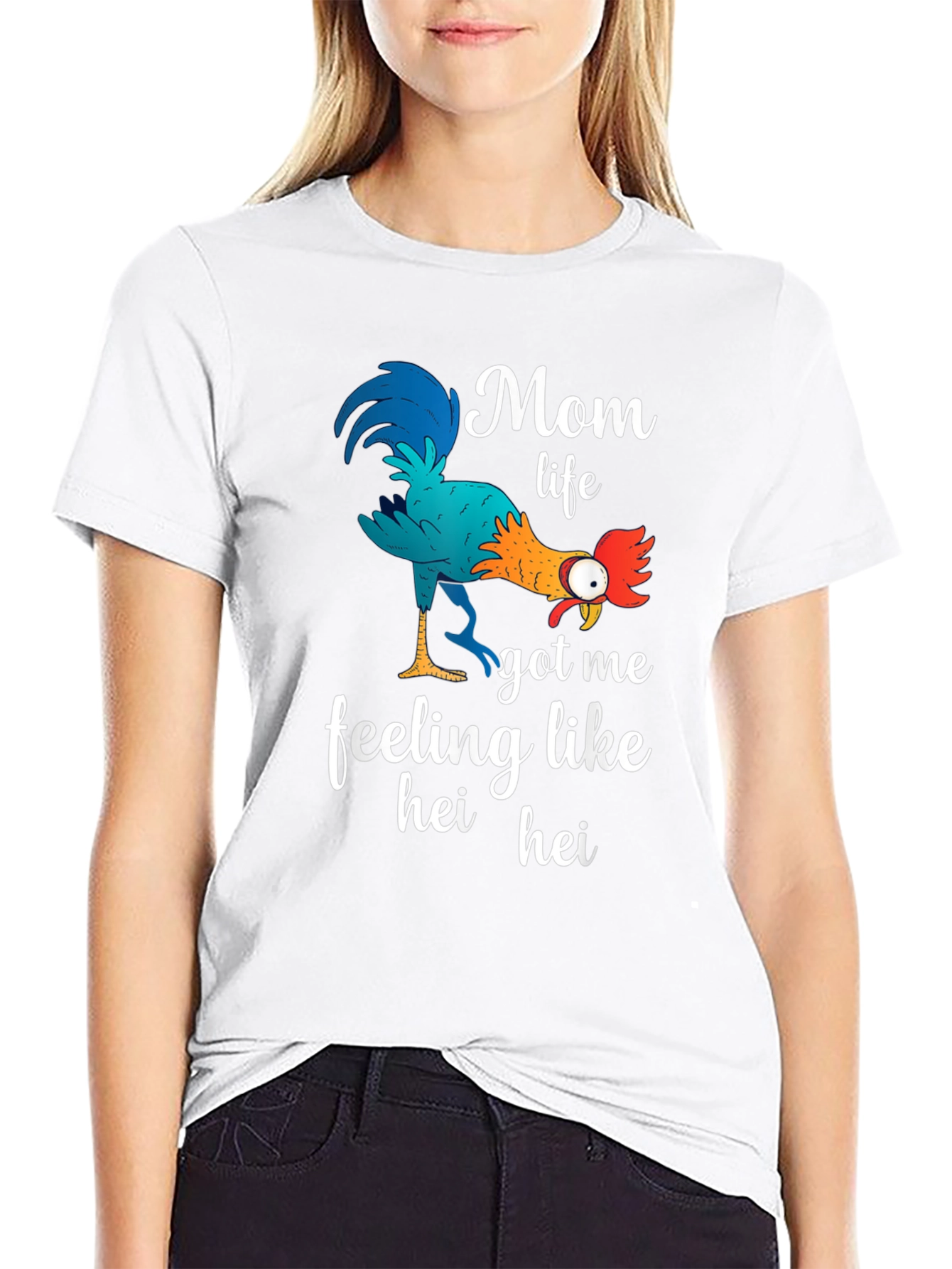 Mom Life Hei Hei T-Shirt Funny Womens Tee