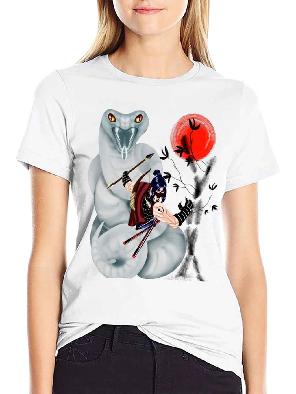 Samurai & Snake Graphic T-Shirt - Unique Design