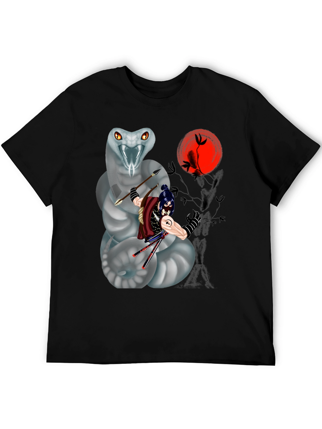 Samurai & Snake Graphic T-Shirt - Unique Design