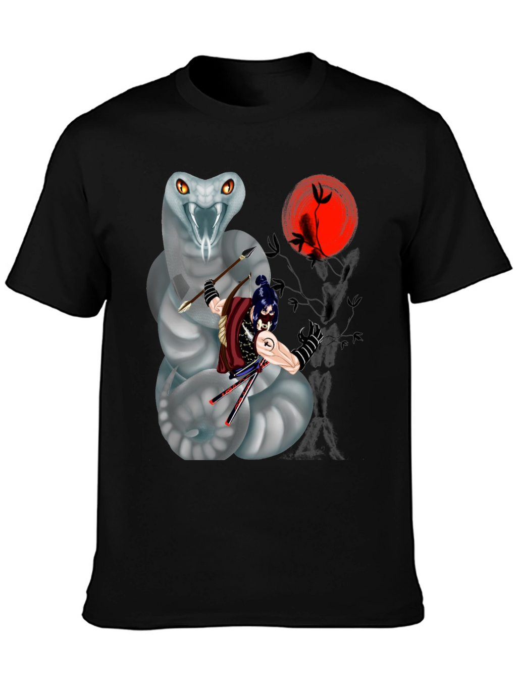 Samurai & Snake Graphic T-Shirt - Unique Design