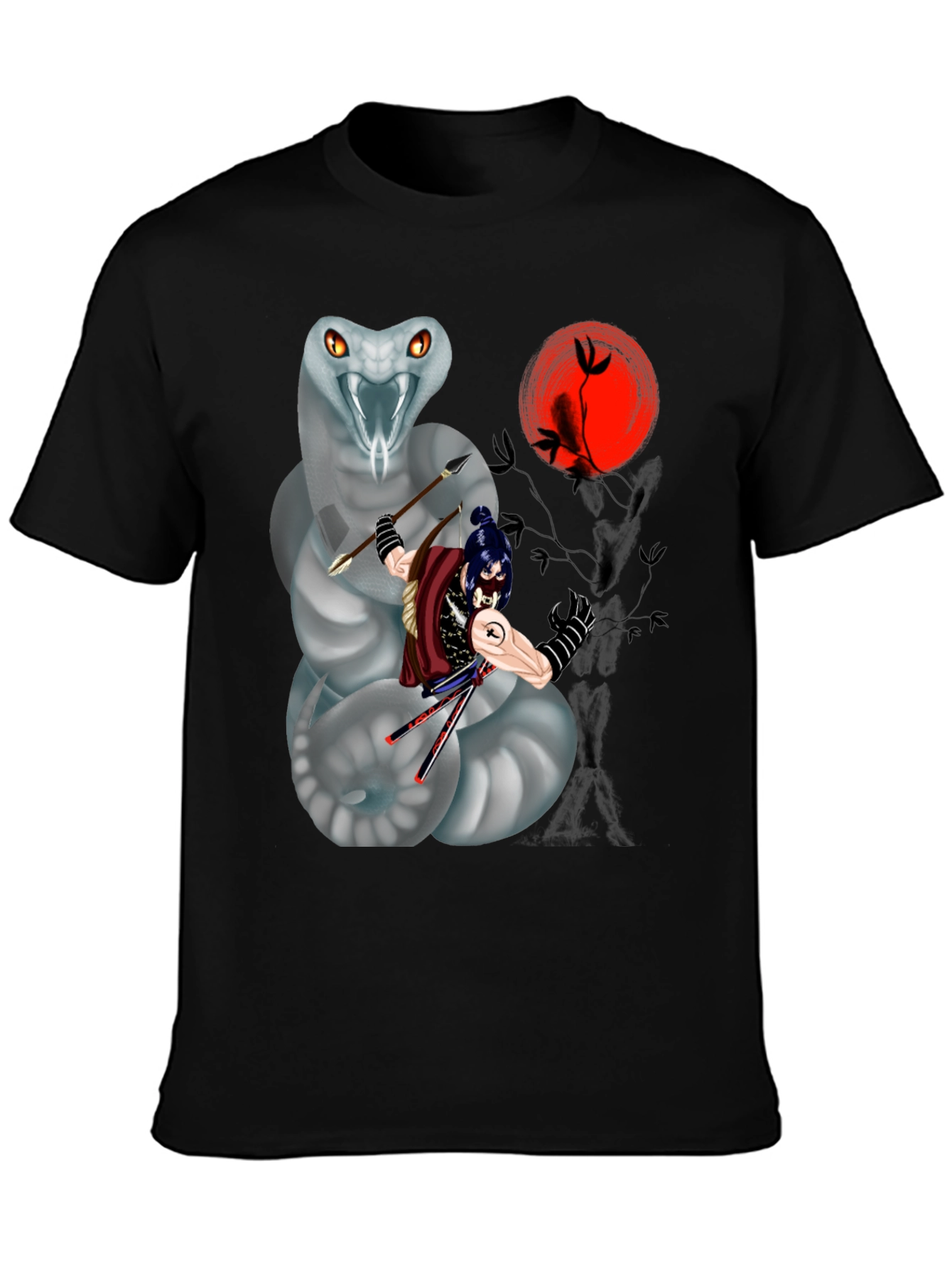 Samurai & Snake Graphic T-Shirt - Unique Design
