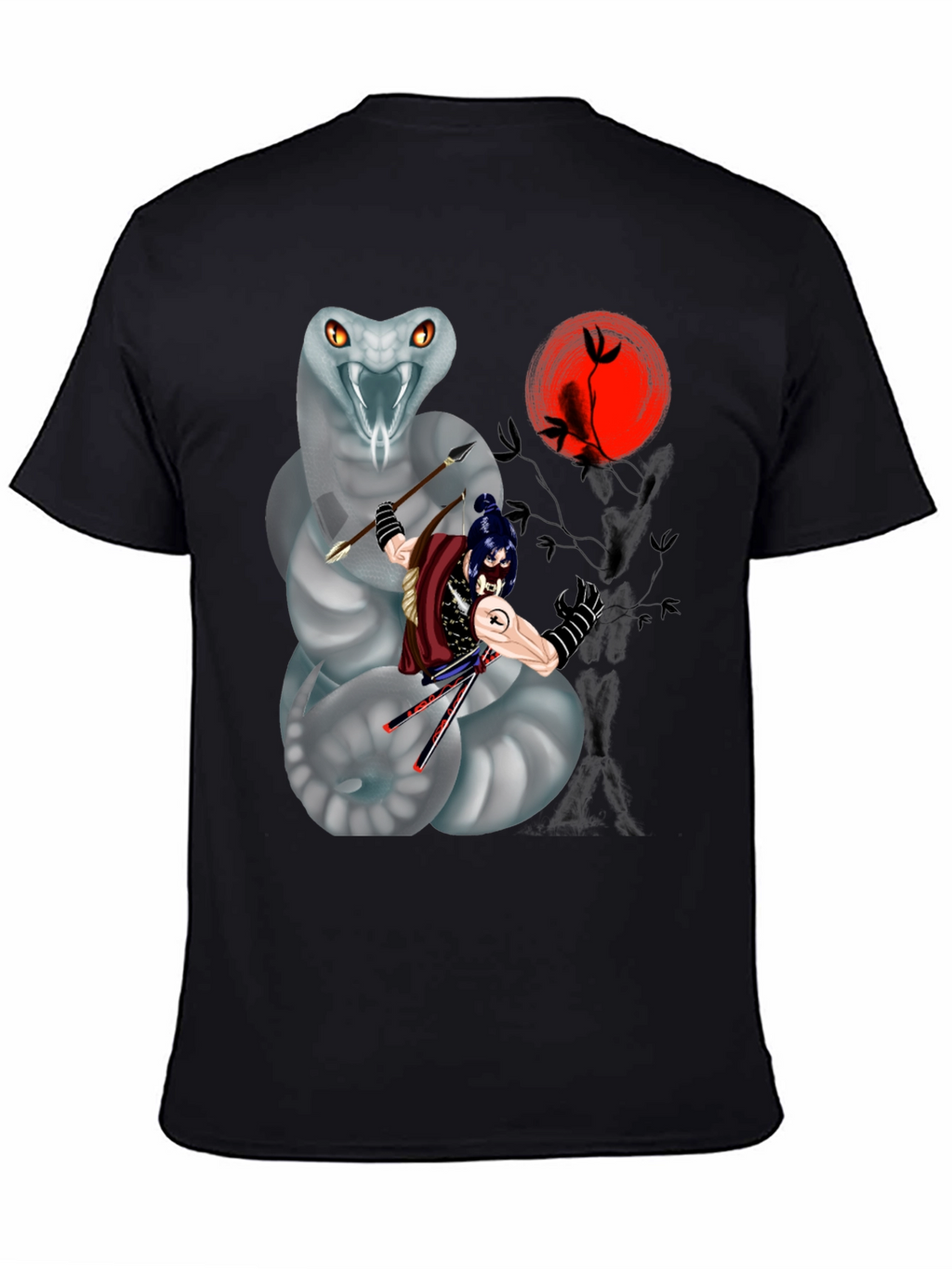 Samurai & Snake Graphic T-Shirt - Unique Design