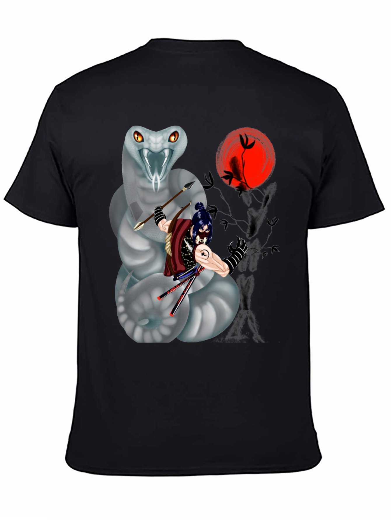 Samurai & Snake Graphic T-Shirt - Unique Design