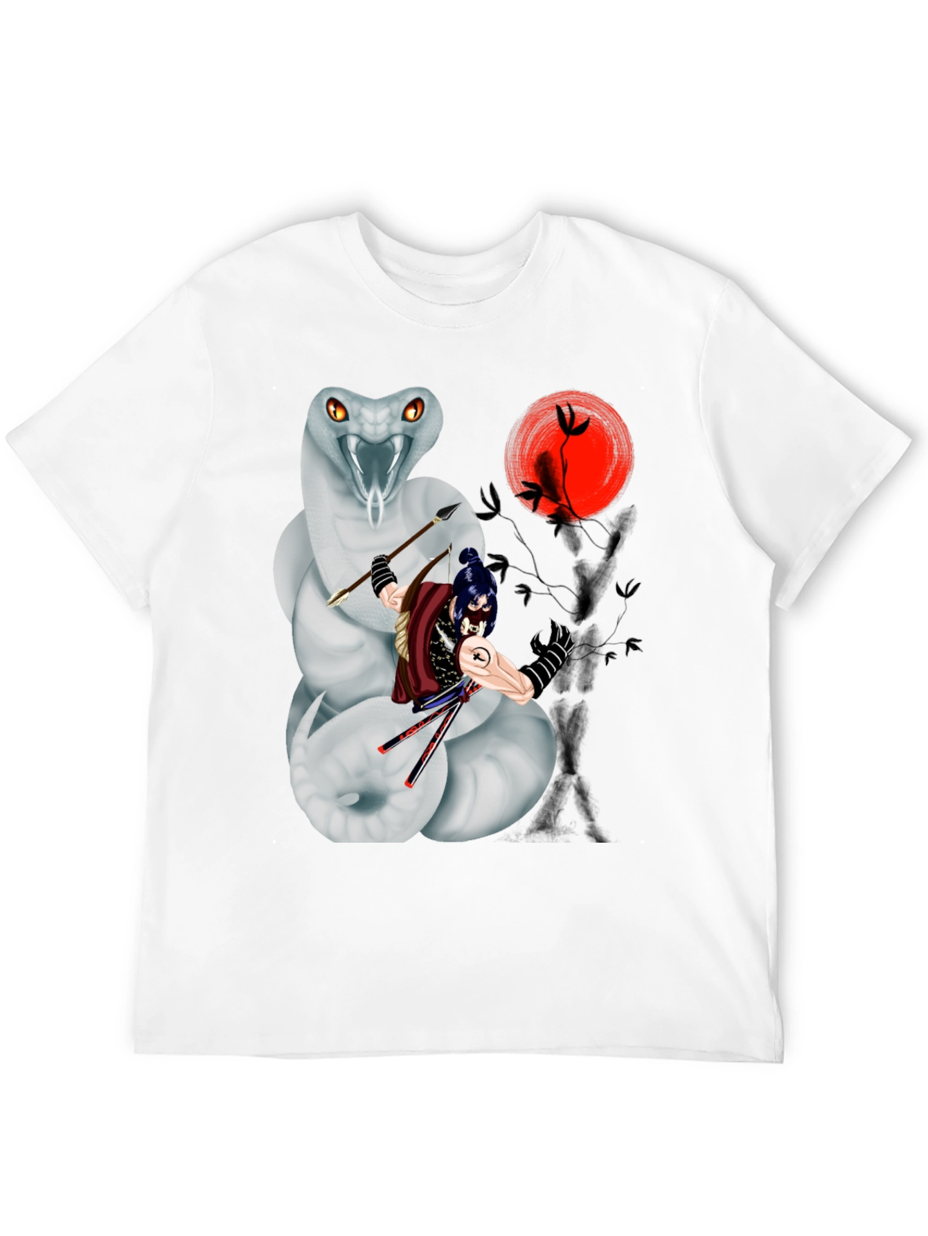 Samurai & Snake Graphic T-Shirt - Unique Design