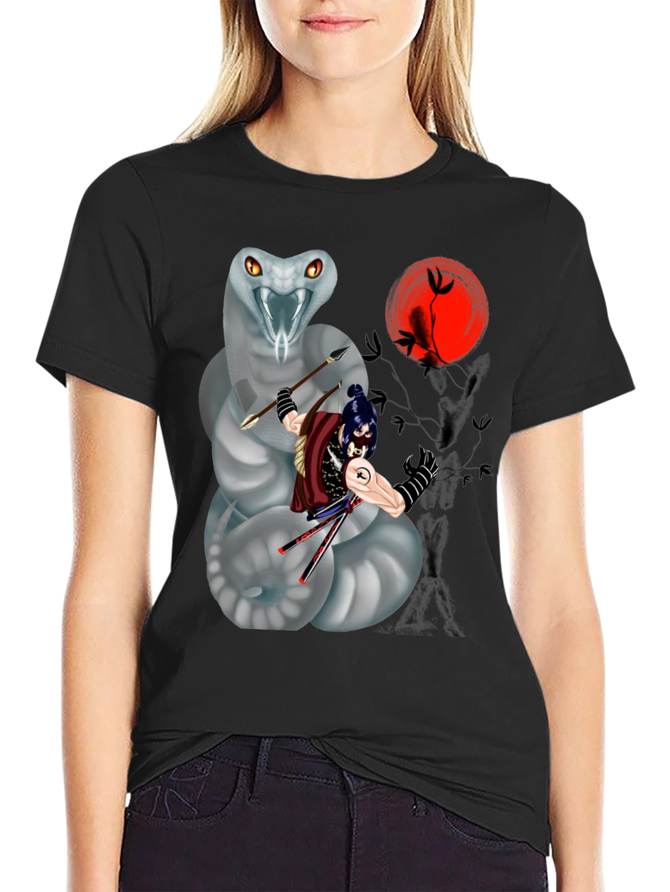 Samurai & Snake Graphic T-Shirt - Unique Design