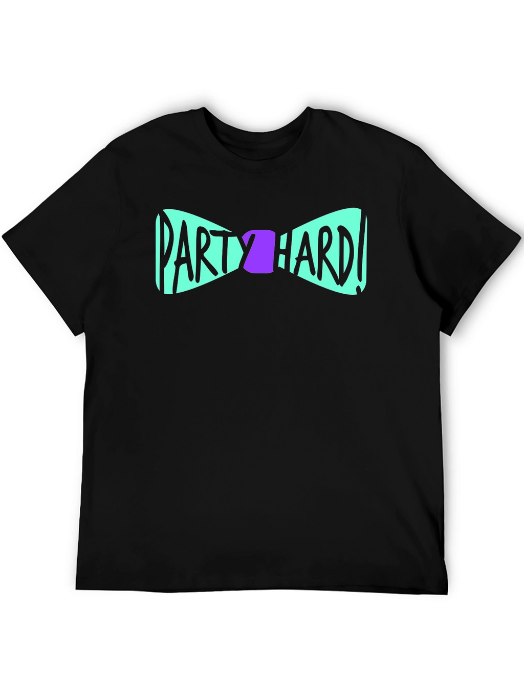 Party Hard Bowtie Graphic Black T-Shirt