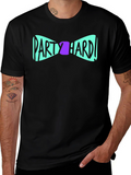 Party Hard Bowtie Graphic Black T-Shirt