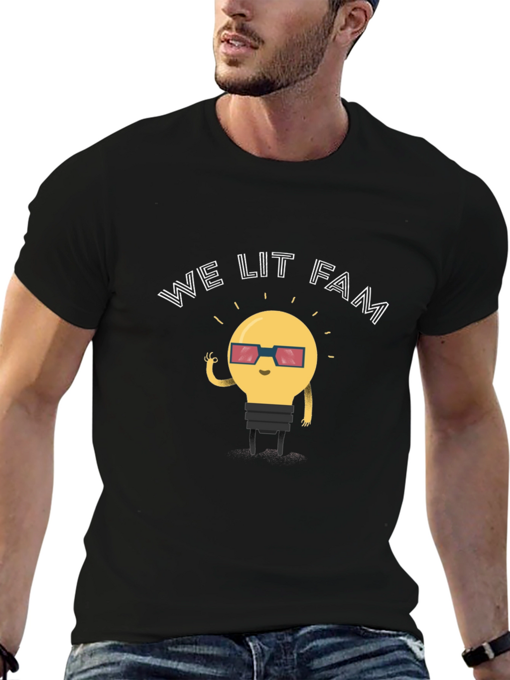 We Lit Fam Lightbulb Graphic Tee