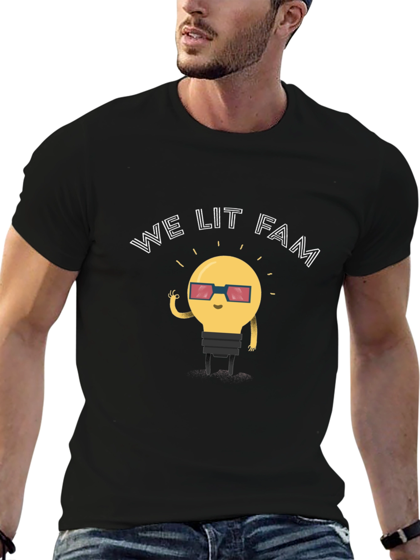 We Lit Fam Lightbulb Graphic Tee